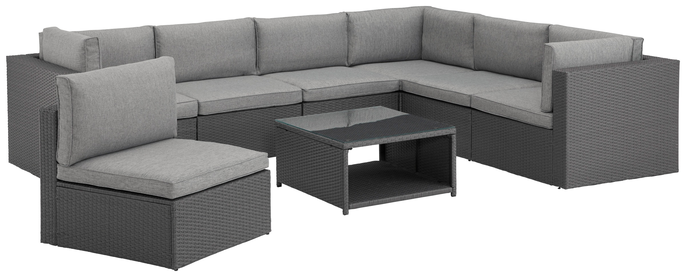 KONIFERA Gartenlounge-Set »Malta«, (25 tlg.), Ecklounge, Sessel, Tisch 69x69 cm, mit GRATIS-Zugabe: 1 zweiter Tisch