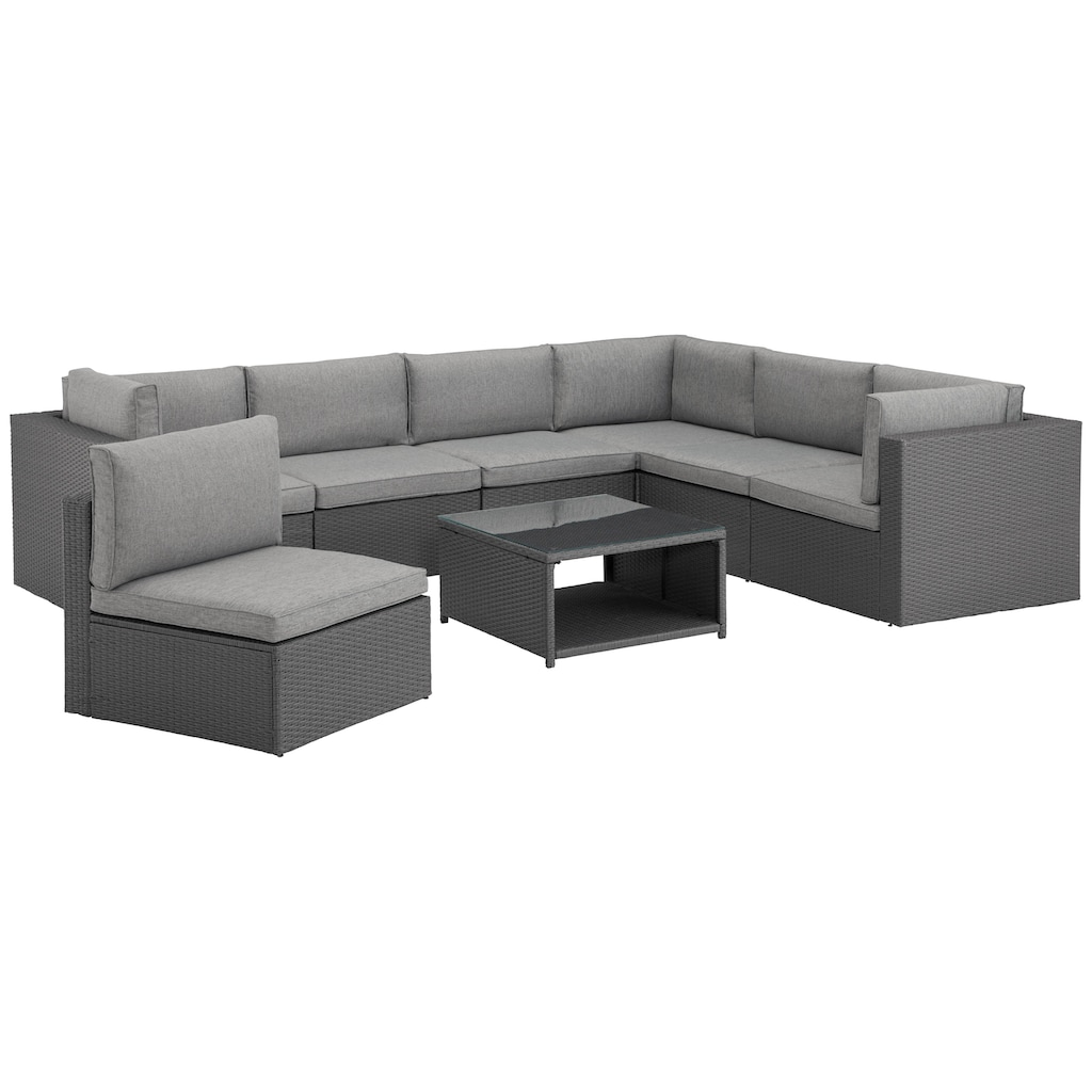 KONIFERA Gartenlounge-Set »Malta«, (25 tlg.), Ecklounge, Sessel, Tisch 69x69 cm, mit GRATIS-Zugabe: 1 zweiter Tisch