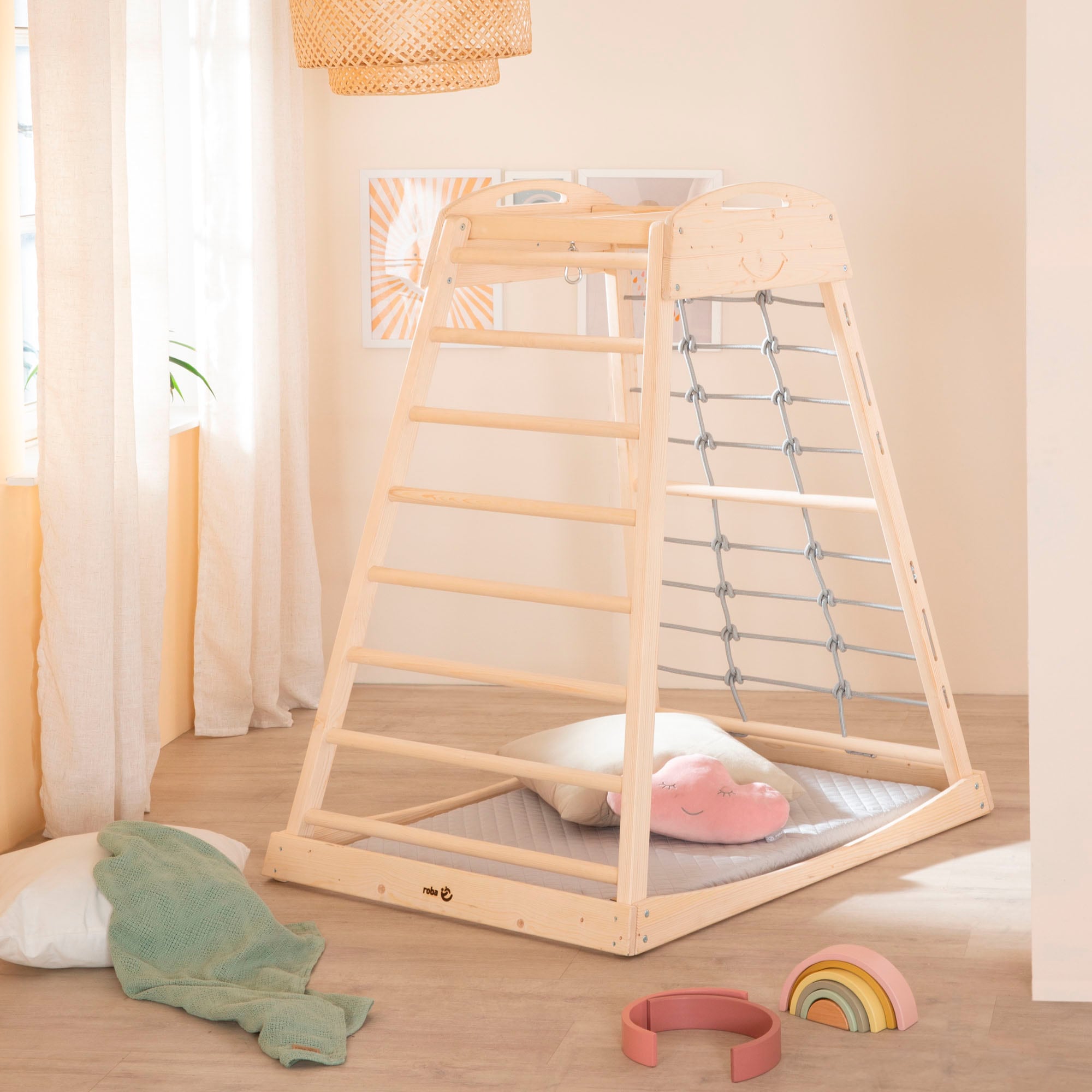 roba® Klettergerüst »Montessori Indoor Spielturm«, Belastbar bis 70 kg