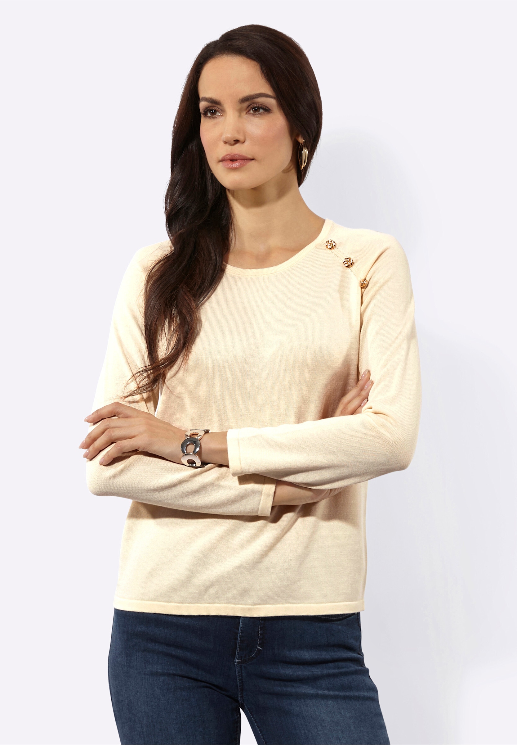 creation L Strickpullover »Pullover Rundhalspullover mit Cut-outs«