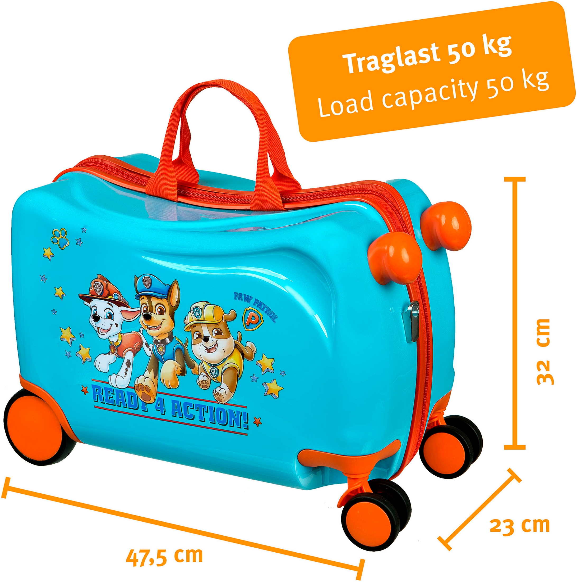 UNDERCOVER Kinderkoffer »Ride-on Trolley, Paw Patrol«, 4 St. Rollen, zum sitzen und ziehen