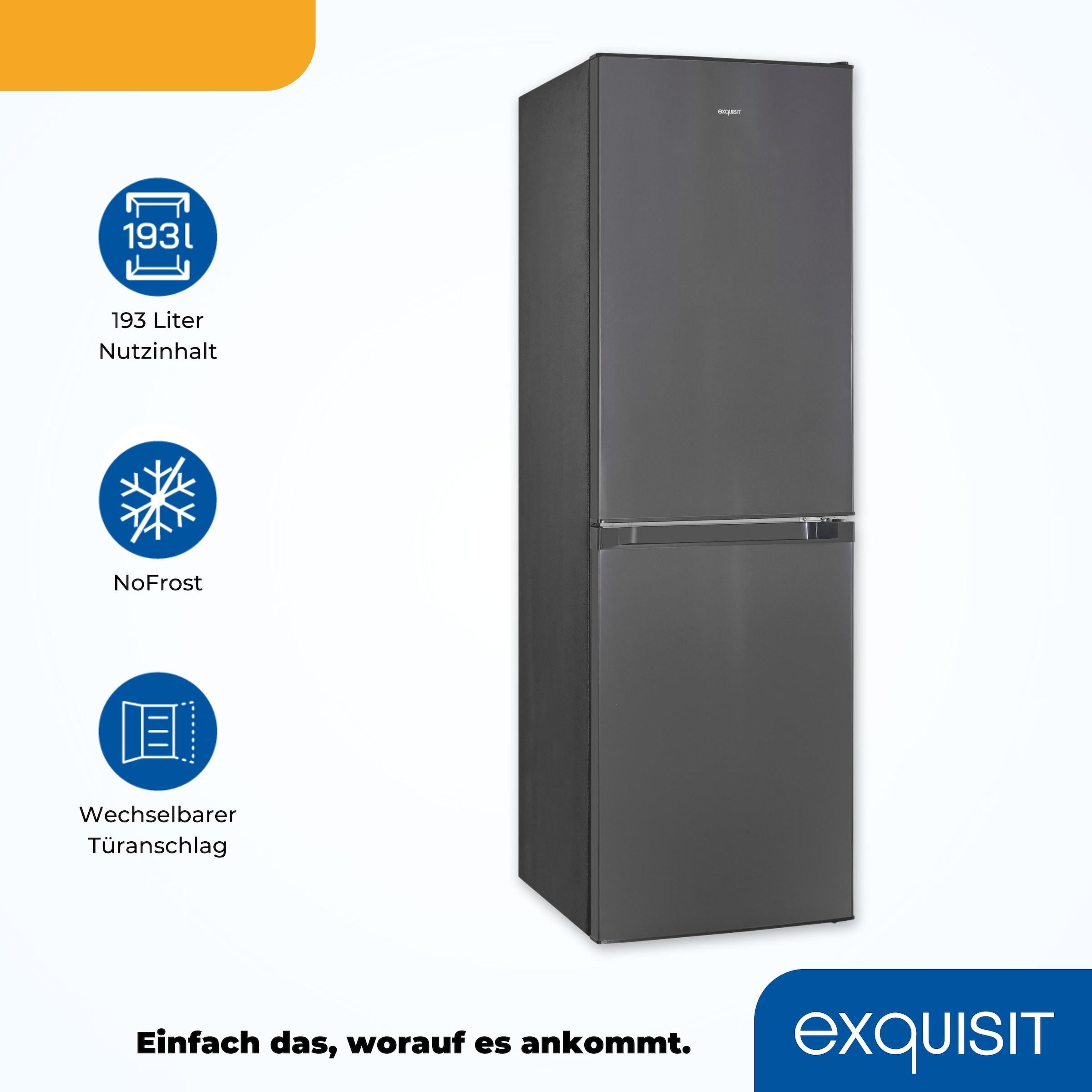 exquisit Kühl-/Gefrierkombination »KGC195-65-NF-330E inoxlook-az« 157,5 cm hoch 48,5 cm breit 4-Sternefach