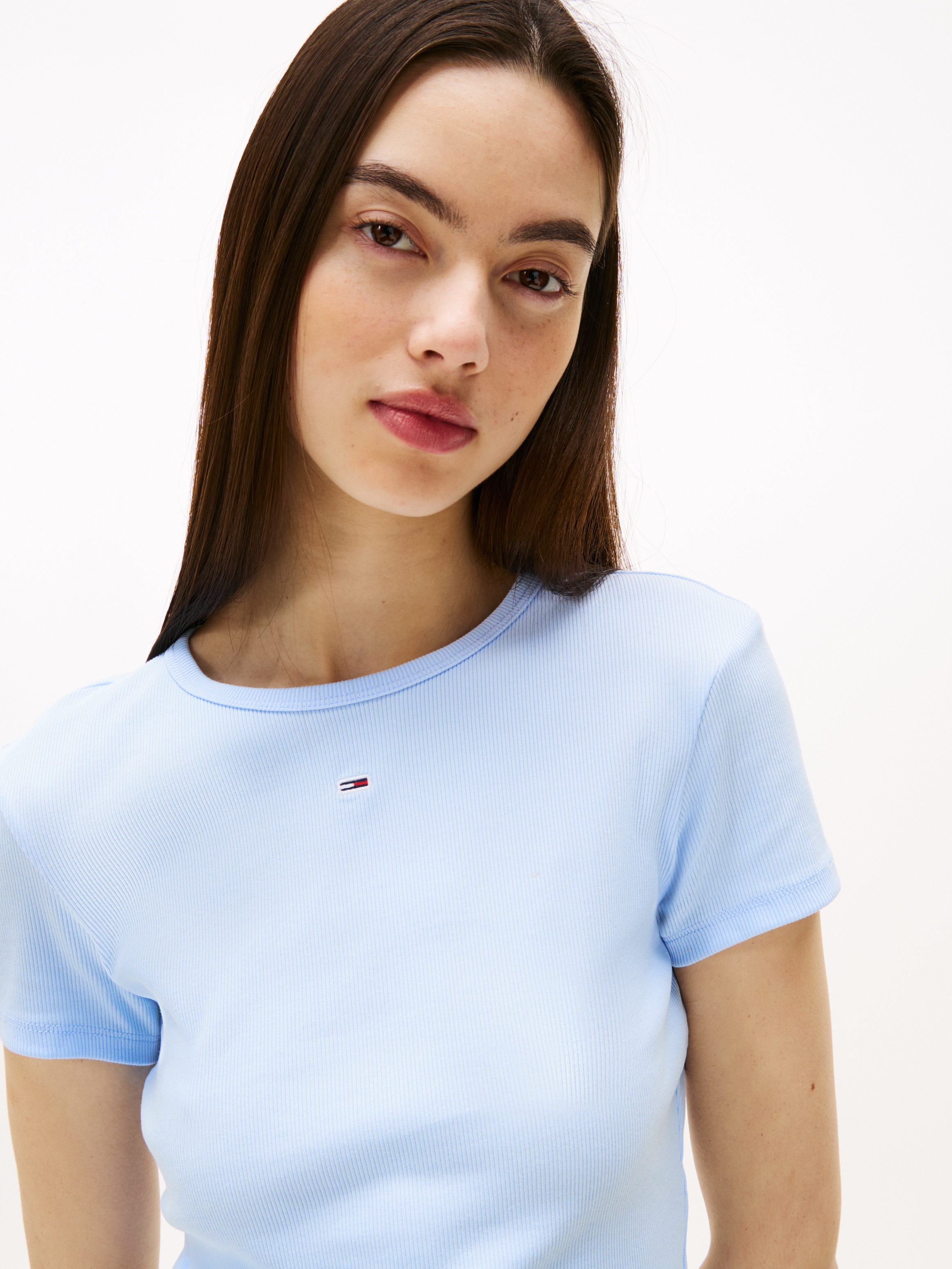 Tommy Jeans Curve T-Shirt »Slim Essential Rib«, Große Größen