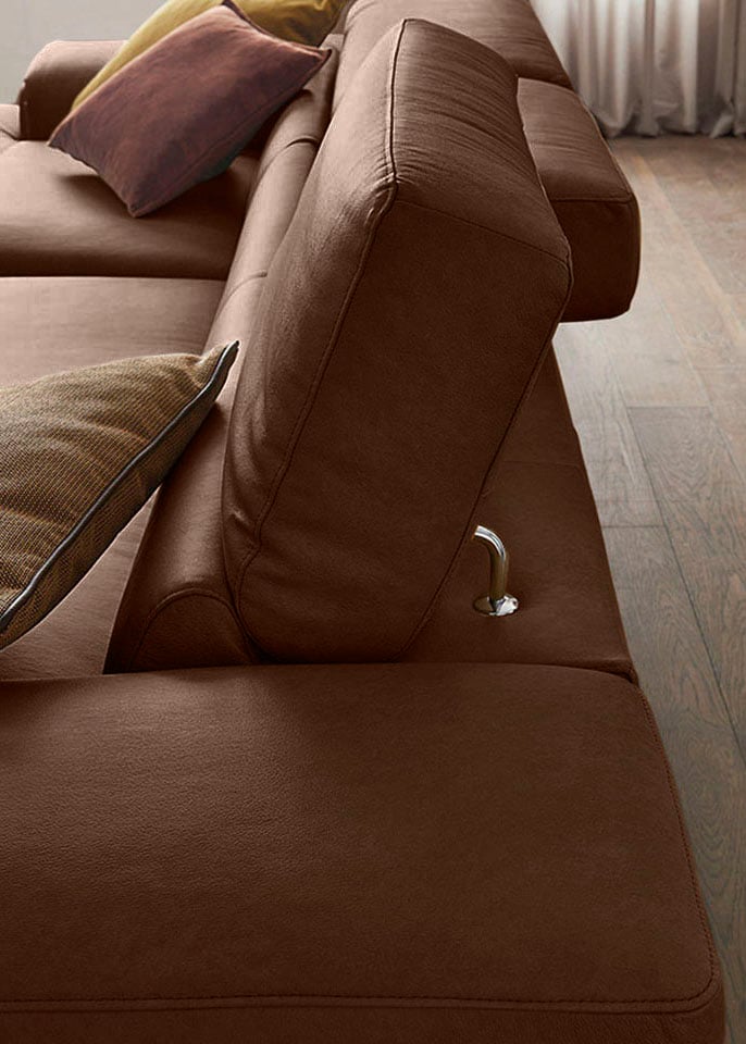 W.SCHILLIG Ecksofa »piedroo, Designsofa mit tollem Sitzkomfort, bequem und elegant, L-Form«, Kopfteilverstellung, wahlweise mit Sitztiefenverstellung, Breite 343cm