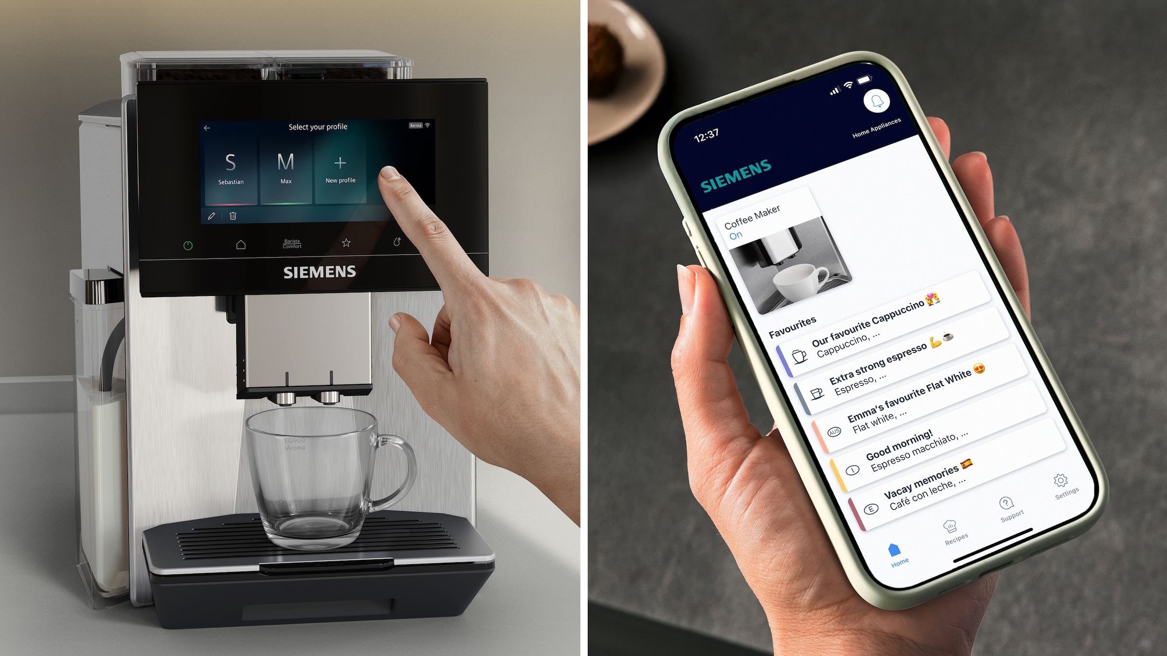 SIEMENS Kaffeevollautomat »TQ927E03« farbiges 6.8'' TFT-Display, individuelle Aromaeinstellung, Edelstahl