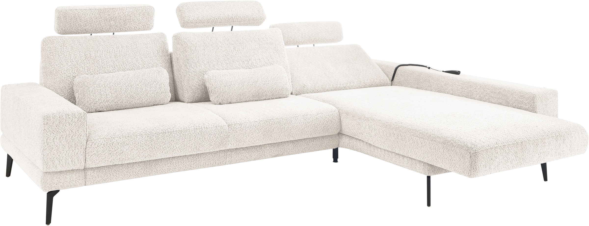 set one by Musterring Ecksofa »SO 3600, inkl motor. Sitztiefenverstellung, Kopfstützen, Nierenkissen«, Sitzhöhe 42 cm, Federkern, Breite 293 x Tiefe 180 cm, Kama natur