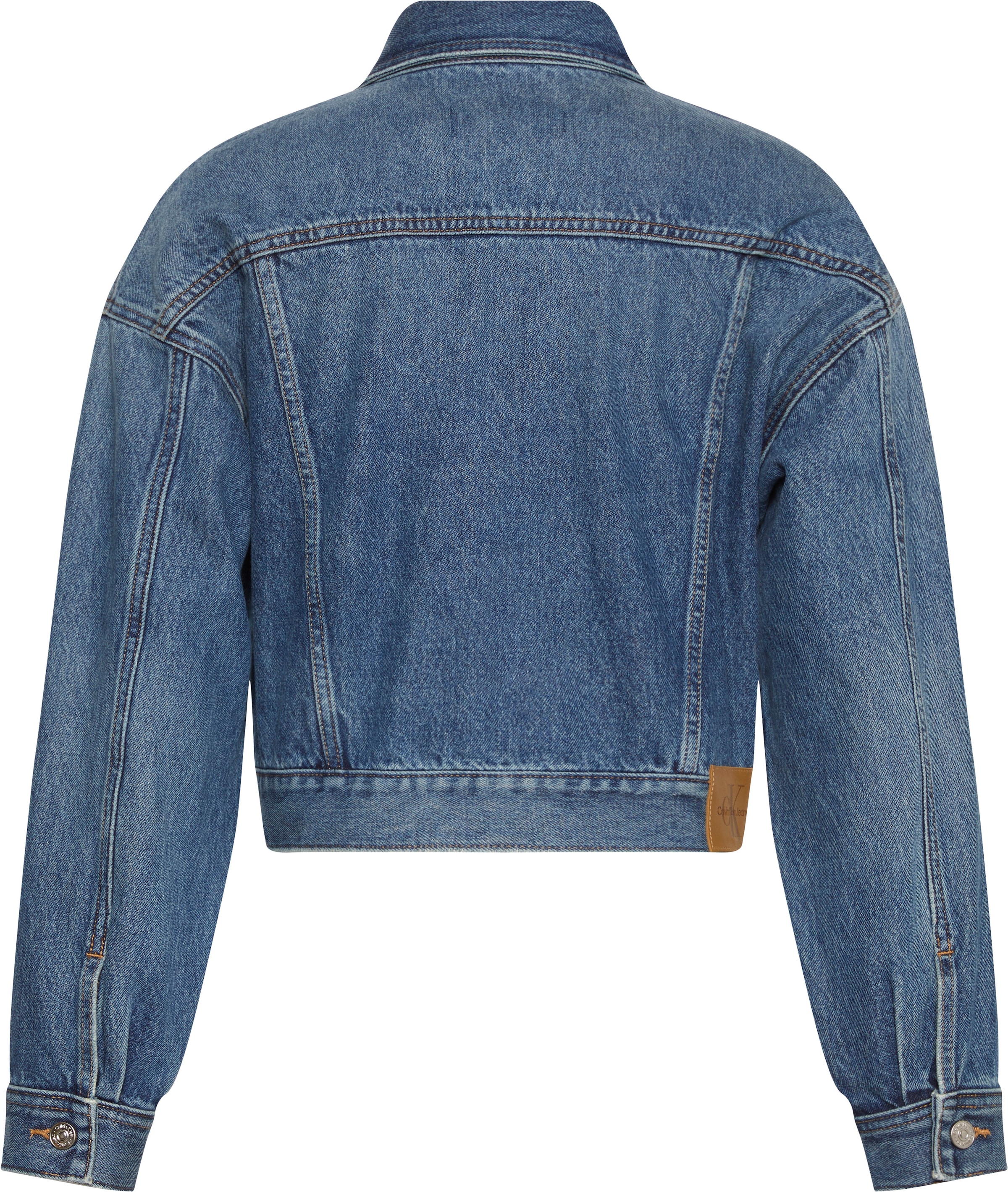 Calvin Klein Jeans Jeansjacke »DENIM CROPPED JACKET«, ohne Kapuze, Mit Rndhalsausschnitt, regular fit