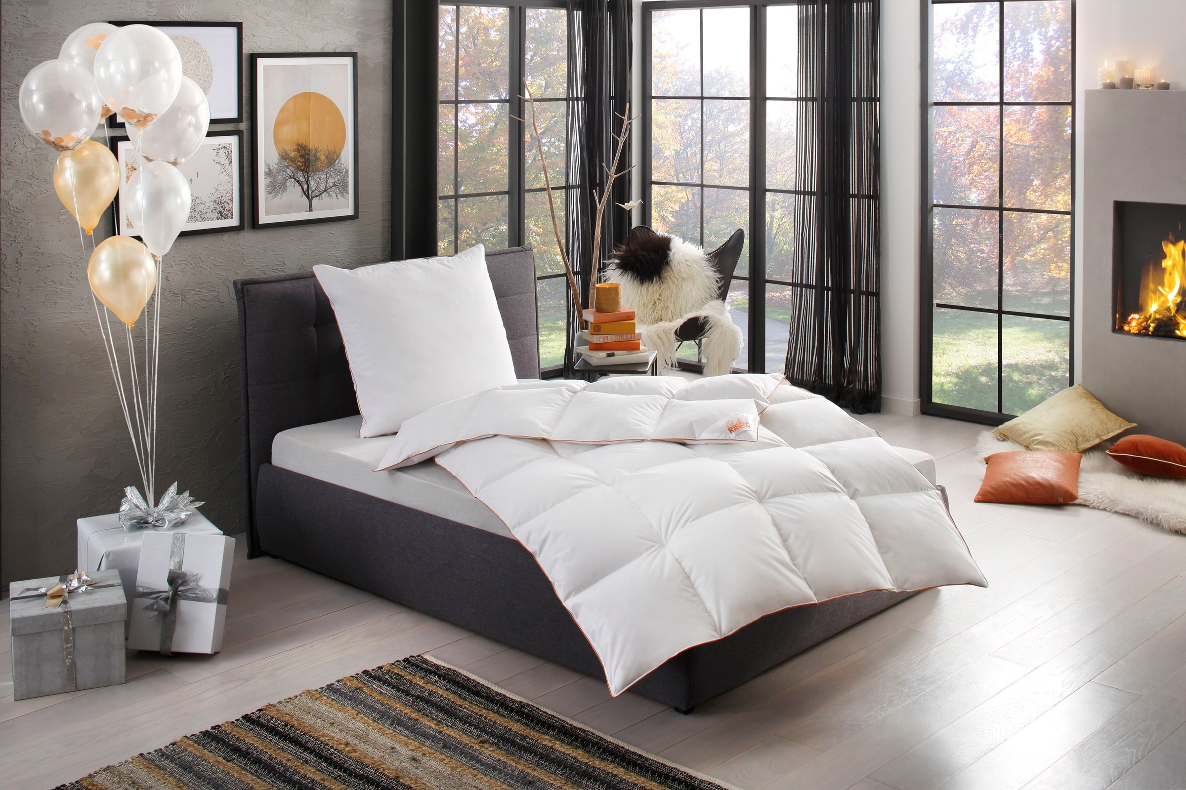 Ribeco Daunenbettdecke + Kopfkissen »Ella« zum Top-Preis! in weiß, Größe B/L: 80 cm x 80 cm Anzahl Teile 1