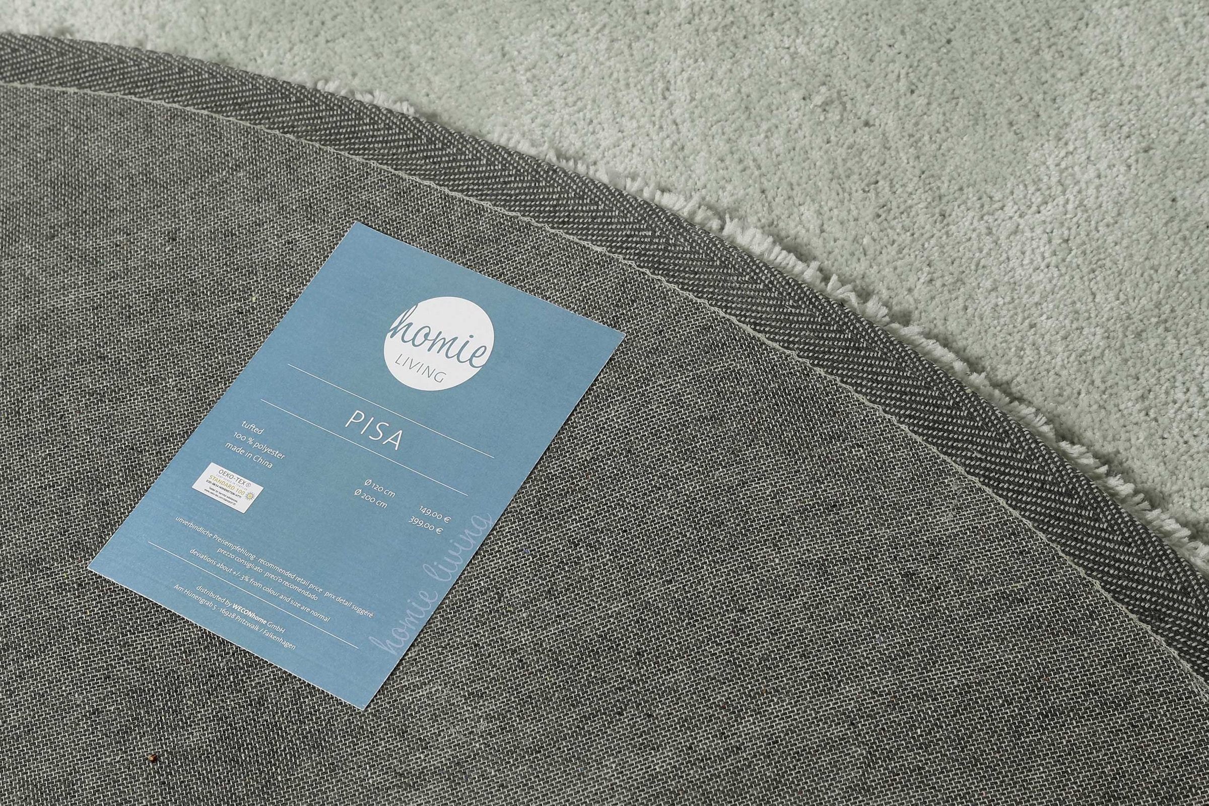 Homie Living Teppich »Pisa«, rund, 25 mm Höhe, Hochflor, Microfaser, uni, weich, Shaggy, Wohnzimmer, Schlafzimmer