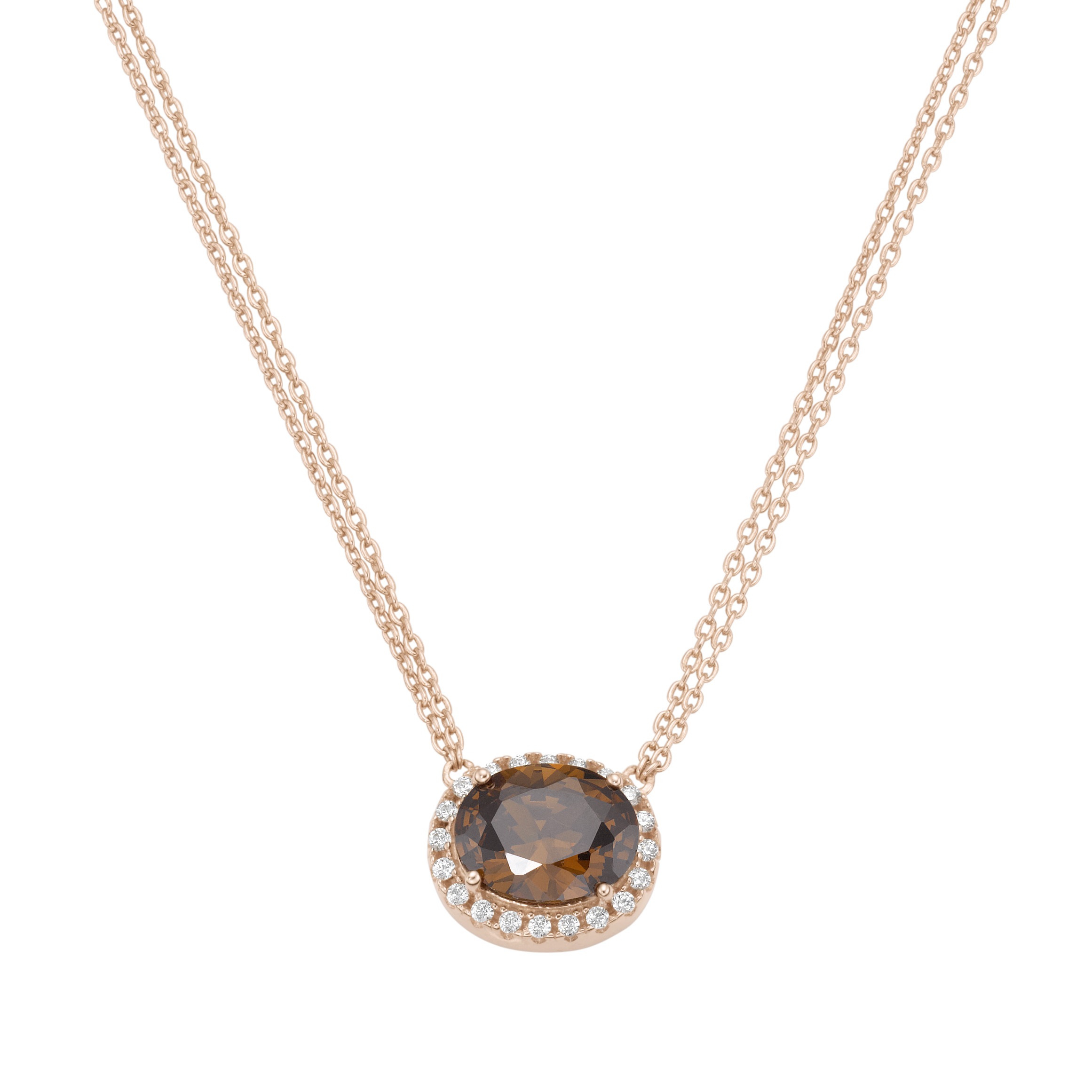 Smart Jewel Collier »Collier mit weißen und braunem Zirkonia, Silber 925«