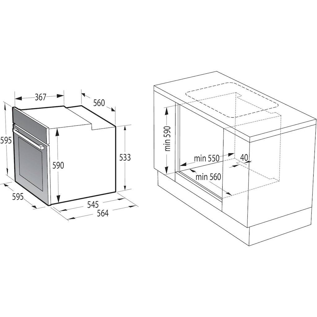 GORENJE Elektro-Herd-Set »Black Set 4 Pyrolyse«, BCPX6737E05BG, mit 1-fach-Teleskopauszug, Pyrolyse-Selbstreinigung, (Set)