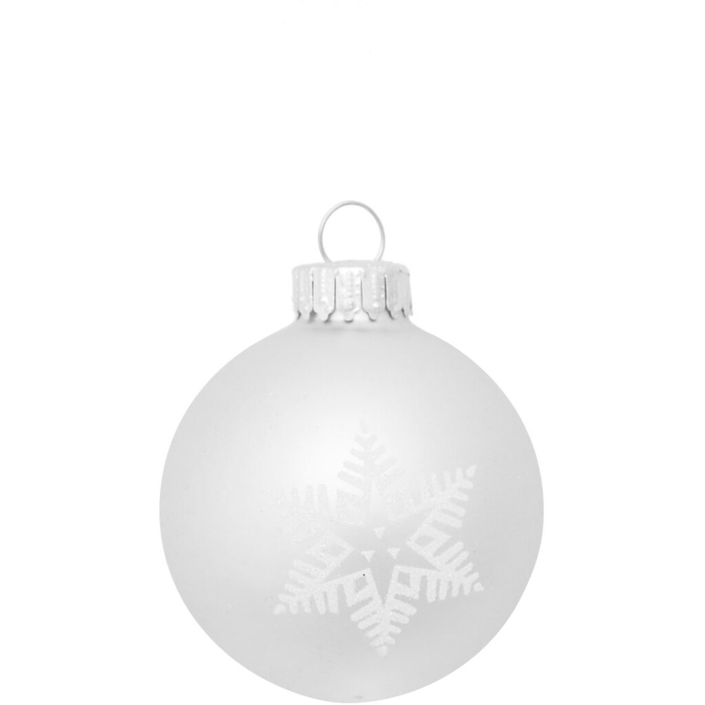 Krebs Glas Lauscha Weihnachtsbaumkugel »Schneeflocke silberfarben«, (Set, 16 St.), Weihnachtsdeko, Christbaumschmuck, Christbaumkugeln aus Glas