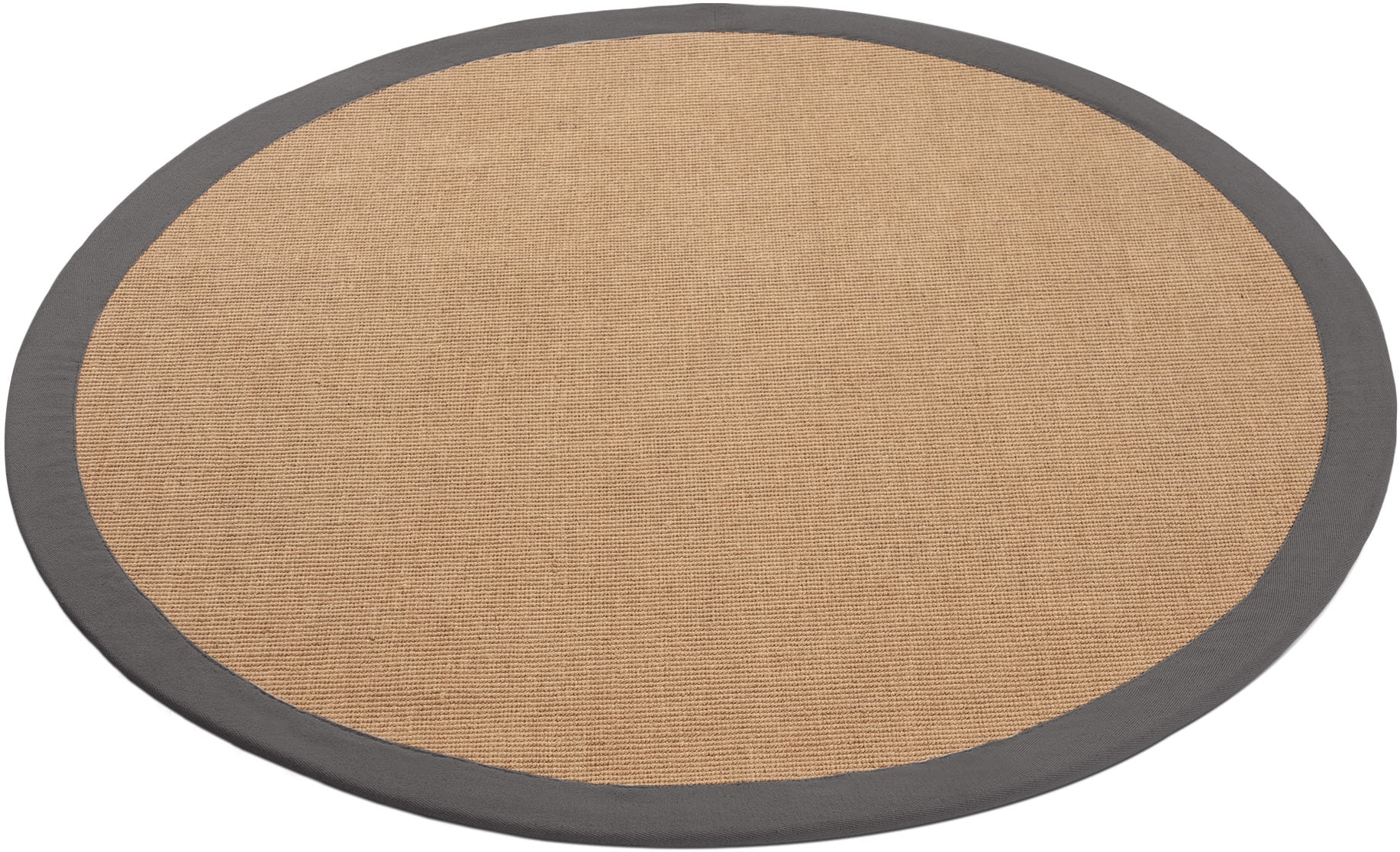 carpetfine Sisalteppich »Sisal«, rund, 5 mm Höhe, mit farbiger Bordüre, Anti-Rutsch Rückseite