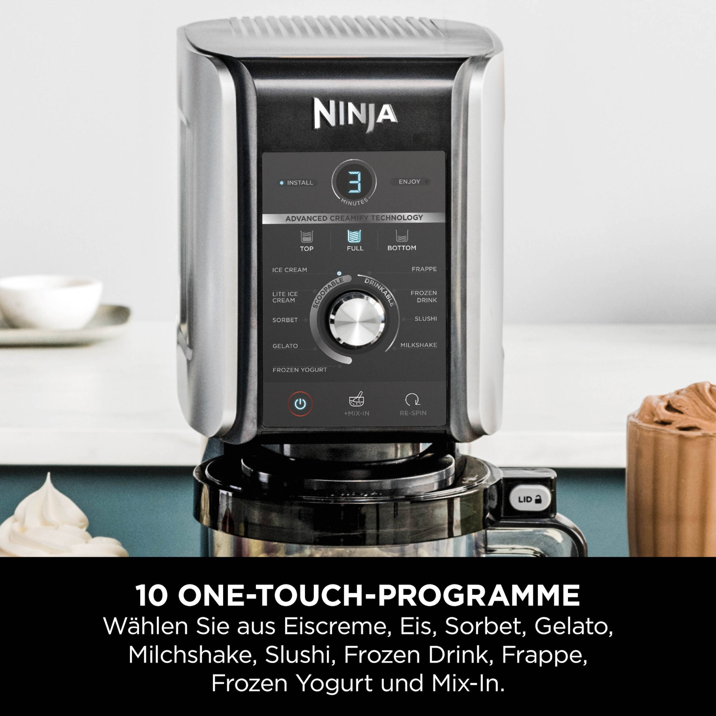 NINJA Eismaschine »NC501EU Creami Deluxe, 10-in-1 Eis-und Eisgetränkmaschine«, 800 W