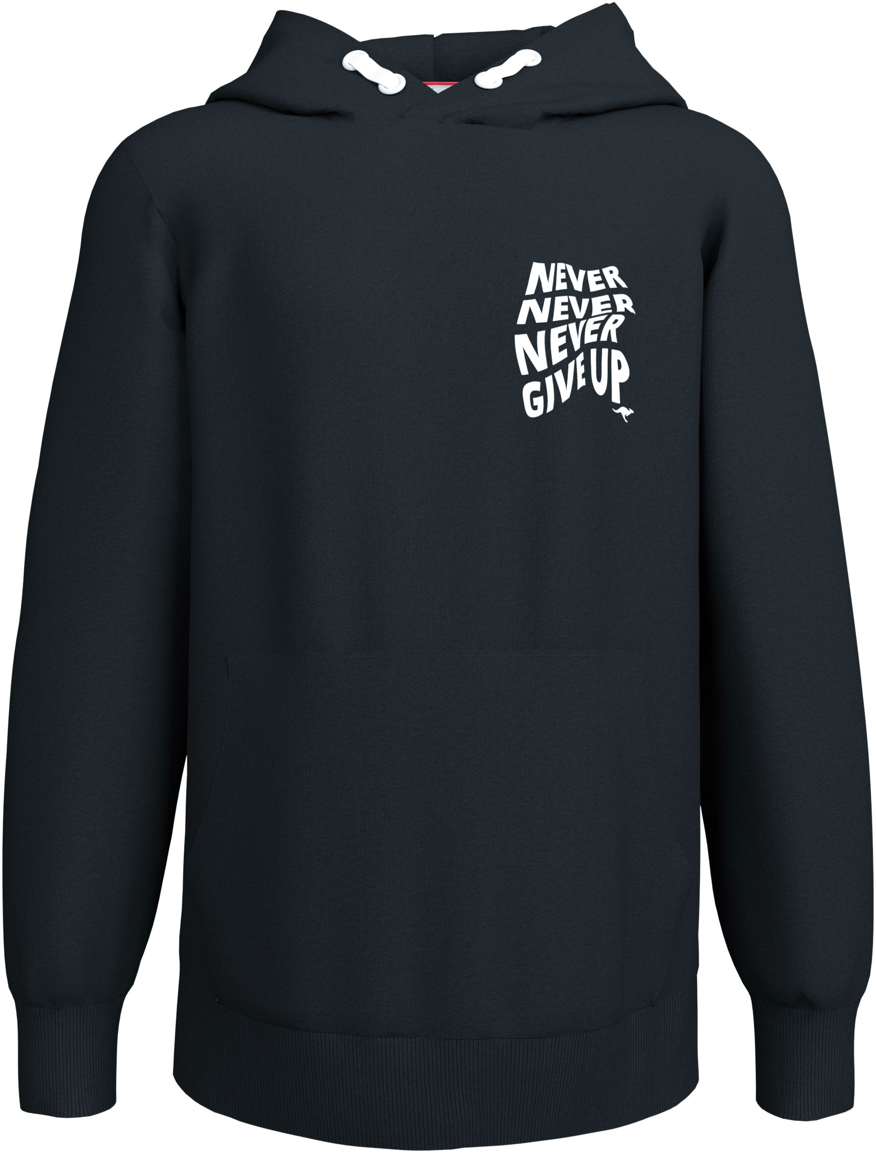 KangaROOS Kapuzensweatshirt »Spruch: NEVER GIVE UP«, Sweatshirt mit großem Rückendruck