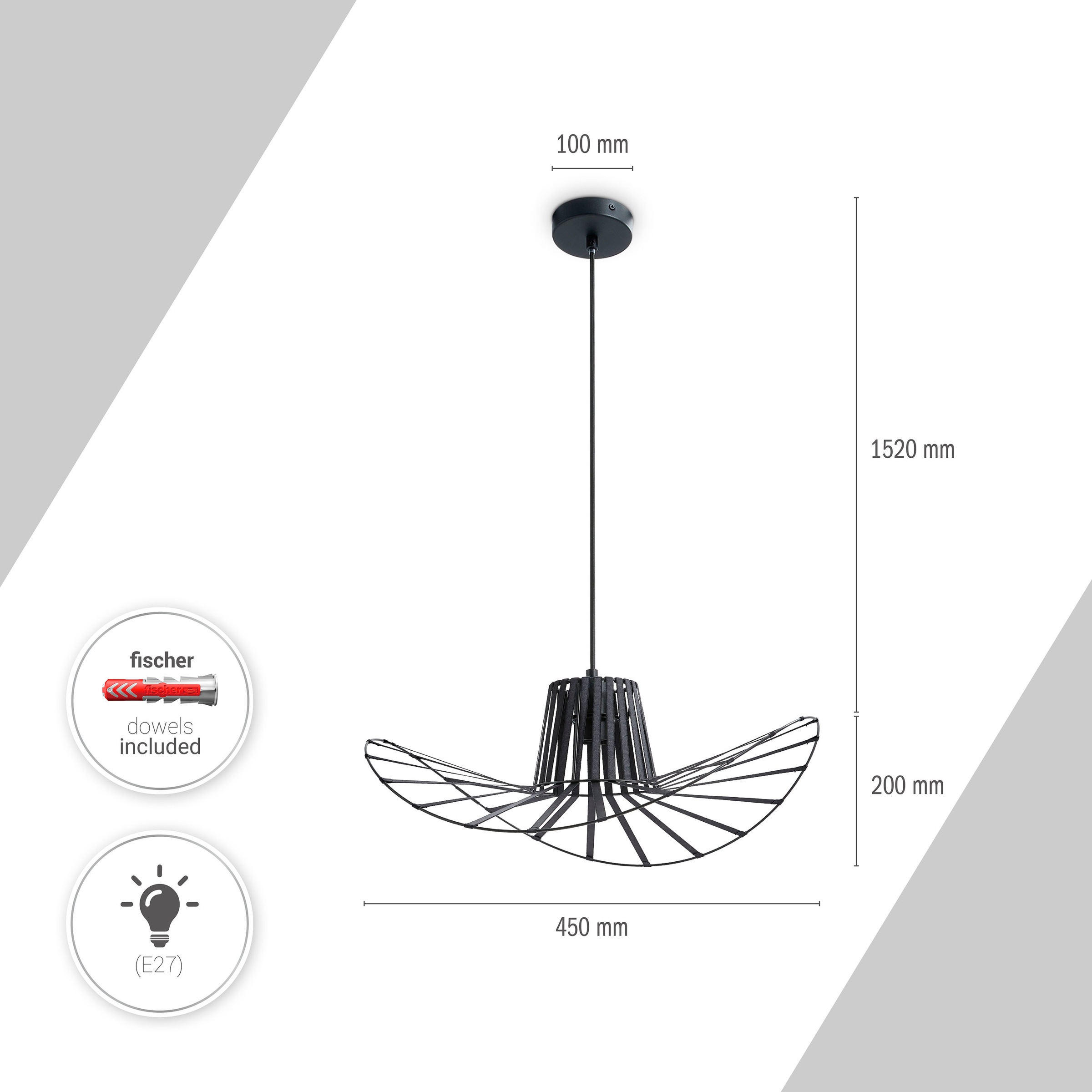 Paco Home Pendelleuchte »HUGO PD1«, 1 flammig-flammig, mit kompatiblen Dimmer und Leuchtmittel