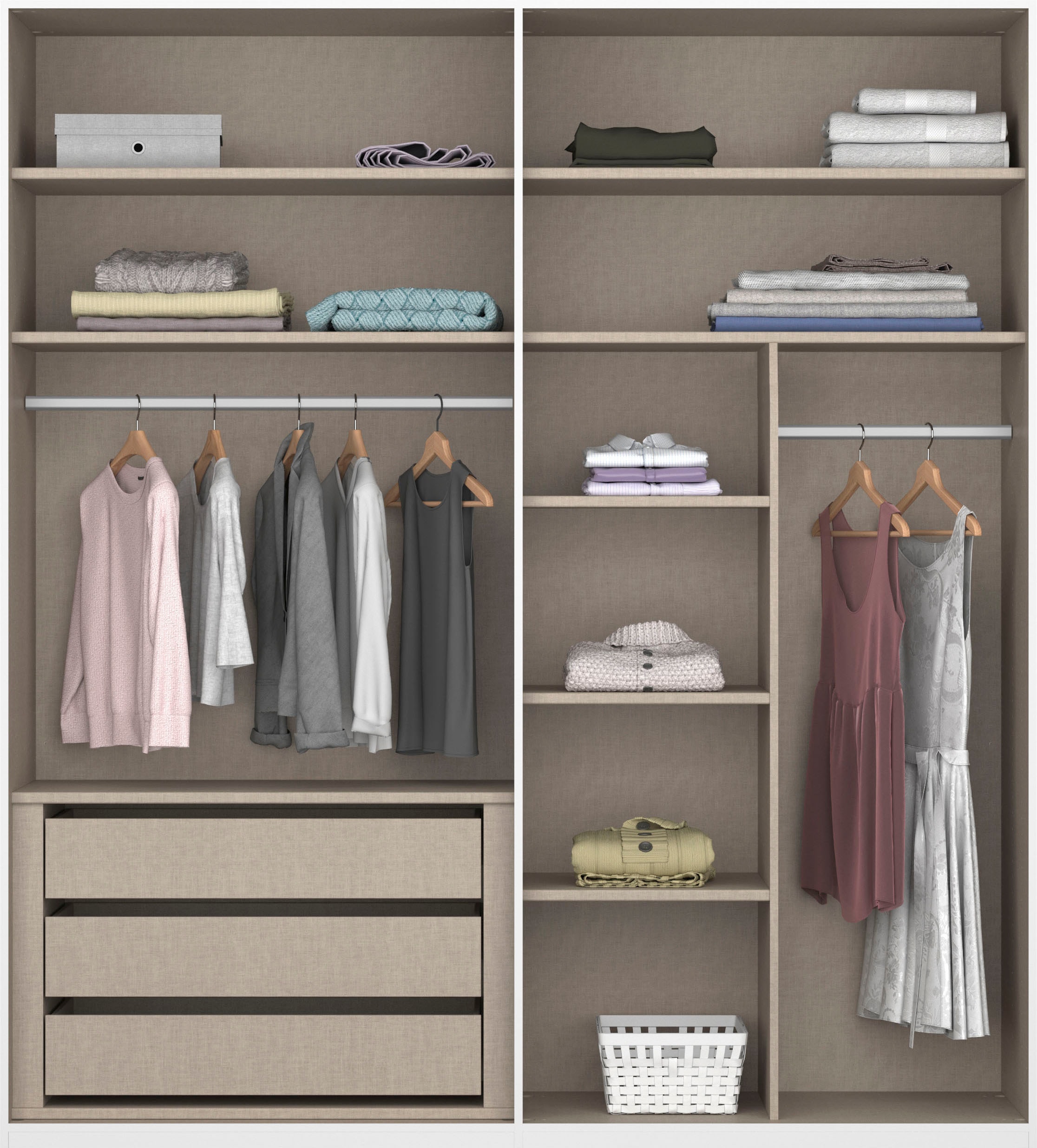 rauch Drehtürenschrank »Kleiderschrank Schrank Garderobe Wäscheschrank MONTCLAR« in den Breiten 204/254/304 cm, inkl. SOFT-CLOSE-FUNKTION,  Passepartout optional mit Beleuchtung, inkl. Zubehör MADE IN GERMANY