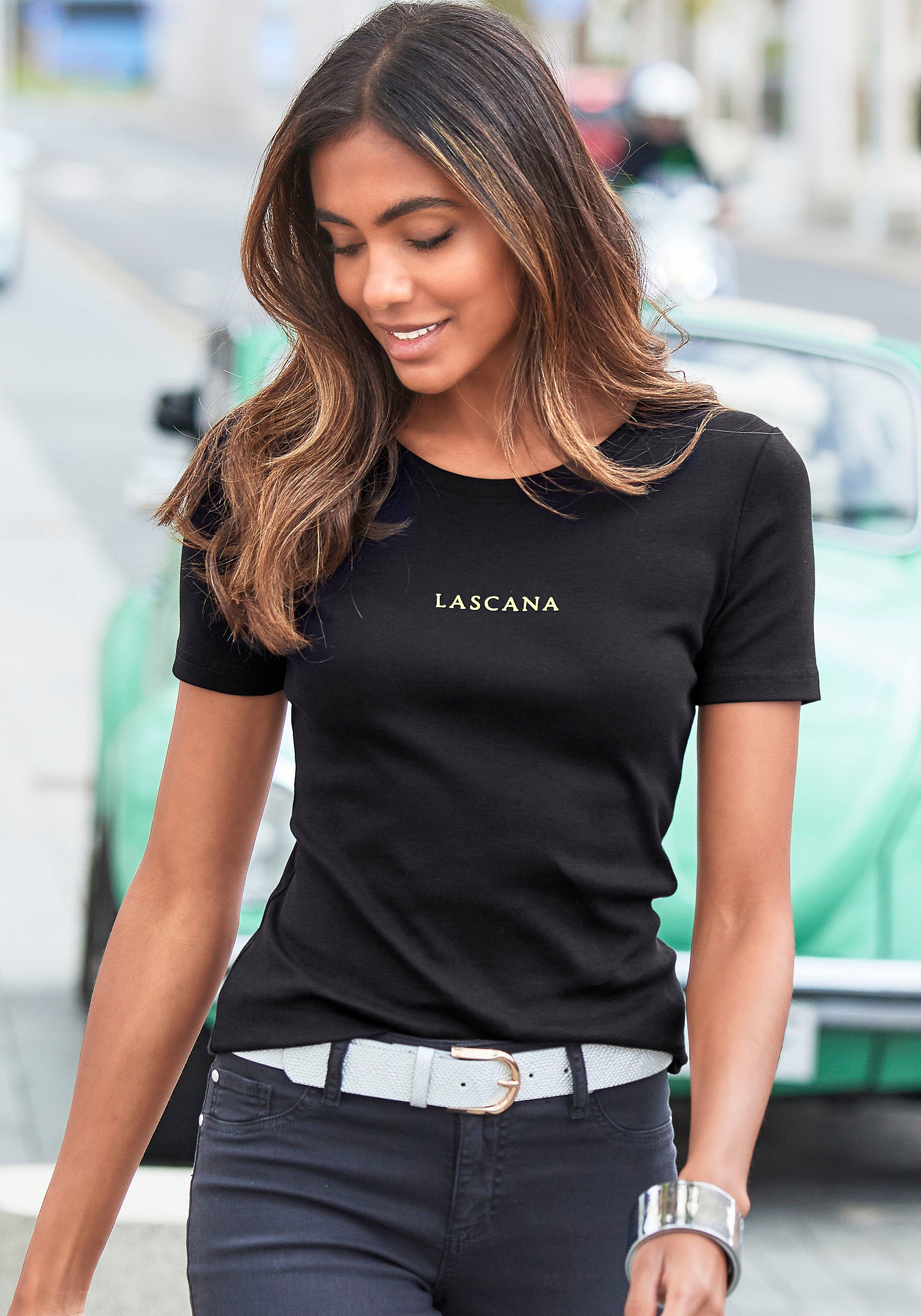 LASCANA (2er-Pack), OTTO goldenem Logodruck T-Shirt, bei mit