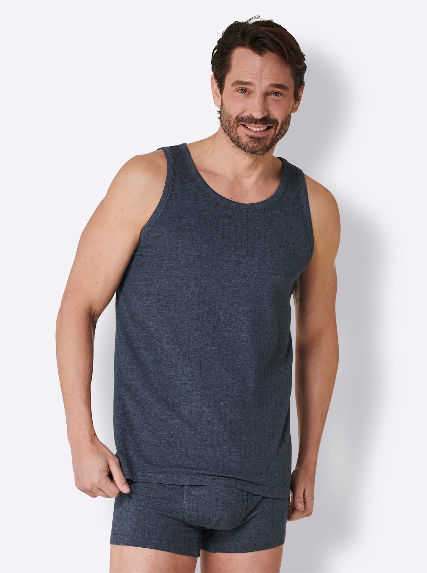 HerrenAchselhemd2Stk.tlg. in blau, Größe 8