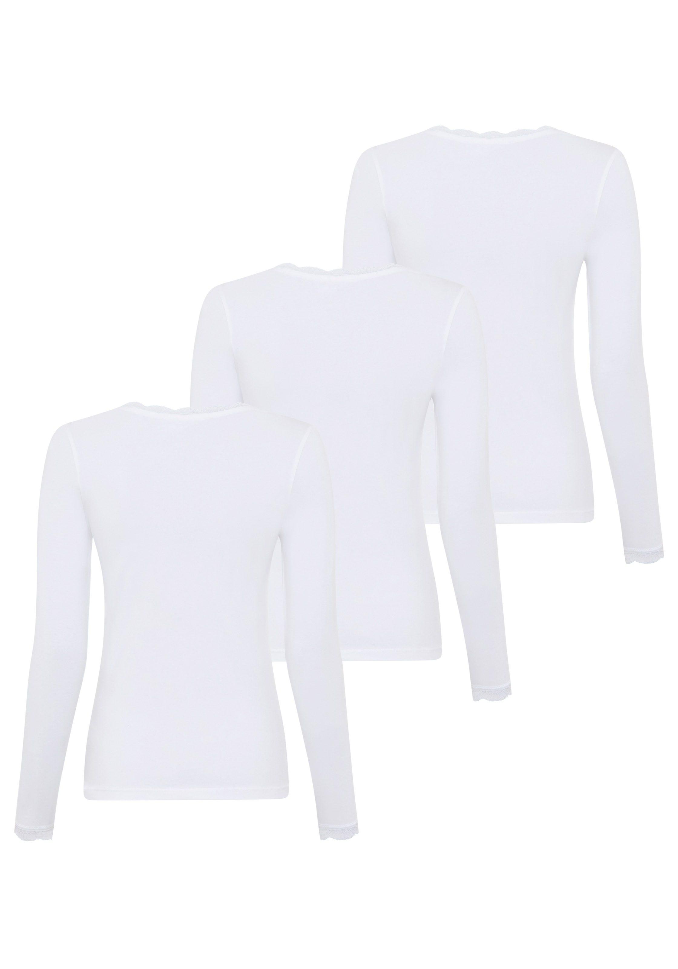 YSABEL MORA Langarmshirt »BASIC COLLECTION COTTON WITH LACE« 3er Pack,  das perfekte Basic-Longsleeve für jeden Tag
