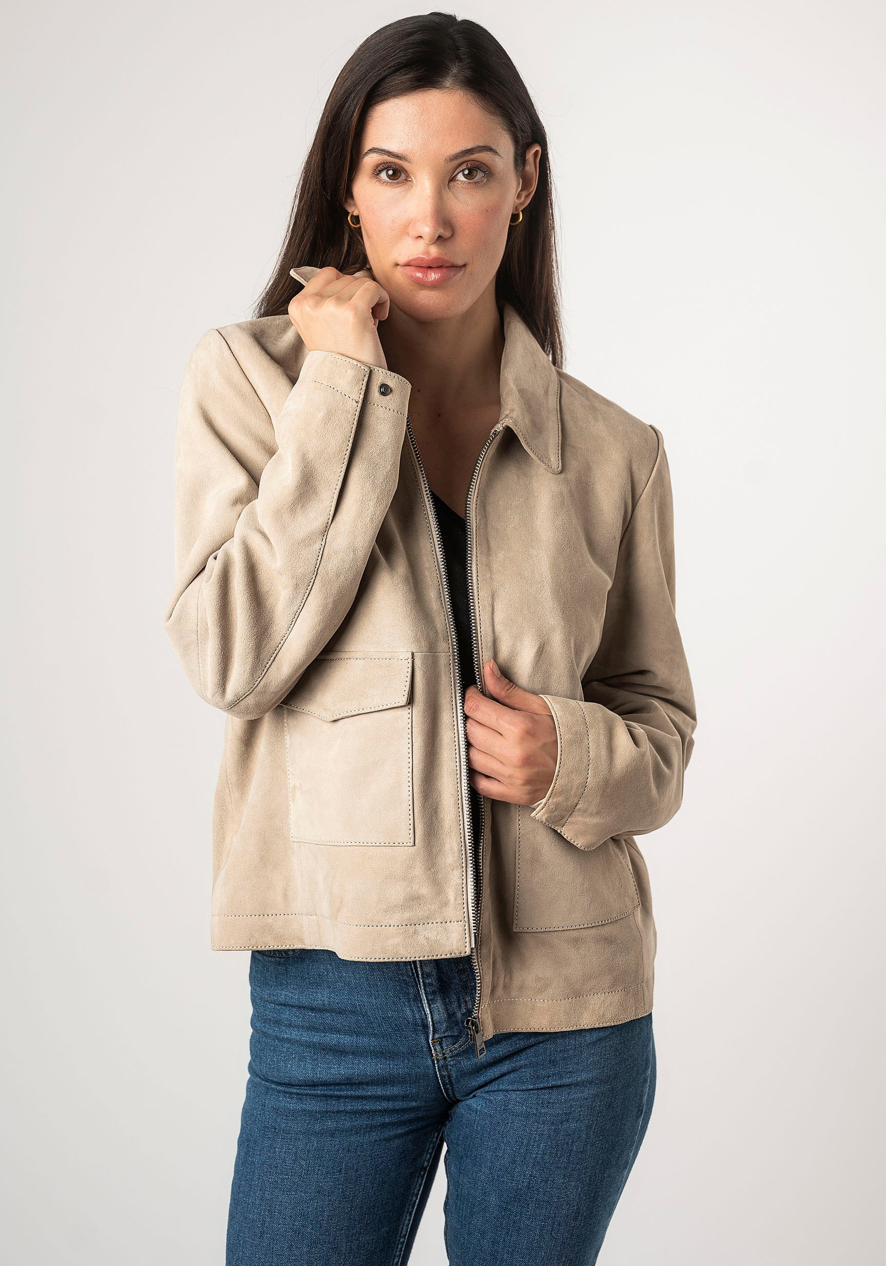 Mauritius Lederjacke »MWYaima«, mit Hemdkragen, aufgesetzten Taschen
