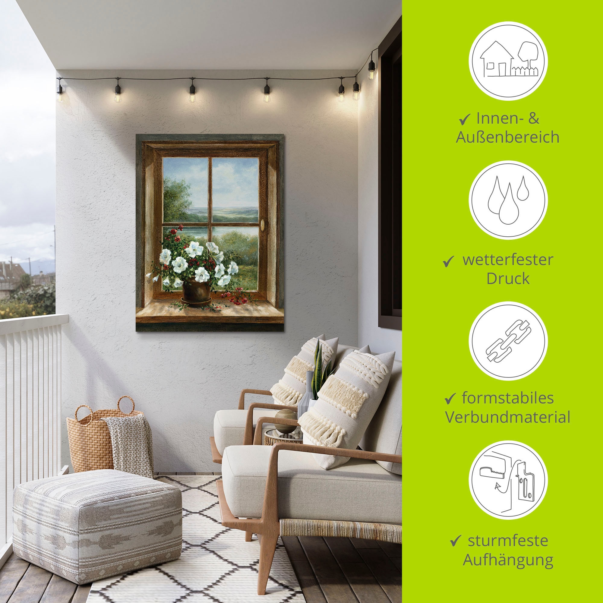 Artland Wandbild »Blumen am Fenster«, Arrangements, (1 St.), als Alubild, Outdoorbild, Leinwandbild, Poster, Wandaufkleber