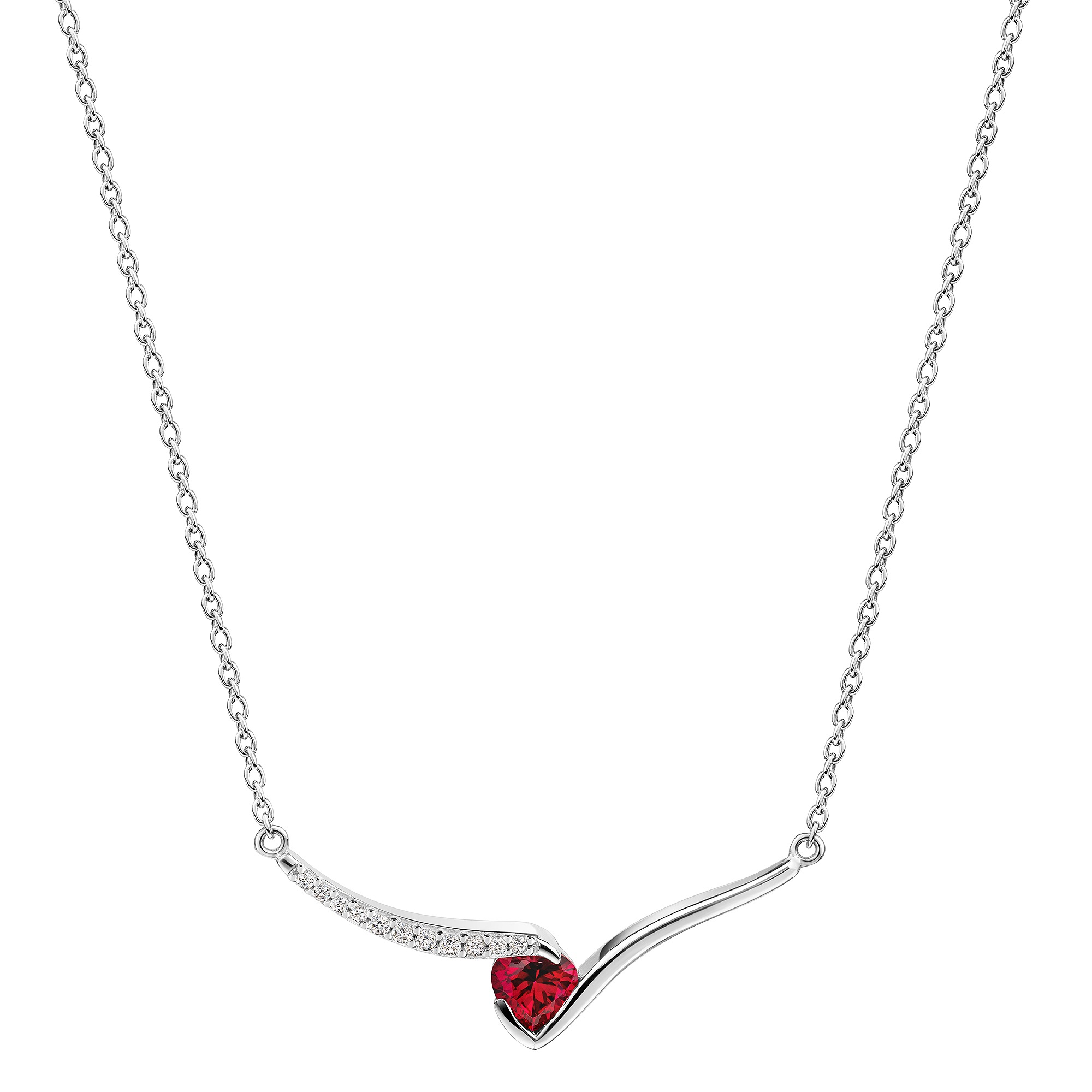 Firetti Kette mit Anhänger »Schmuck Geschenk Silber 925 Halsschmuck Halskette Herz« mit Rubin (synth.), Zirkonia (synth.)