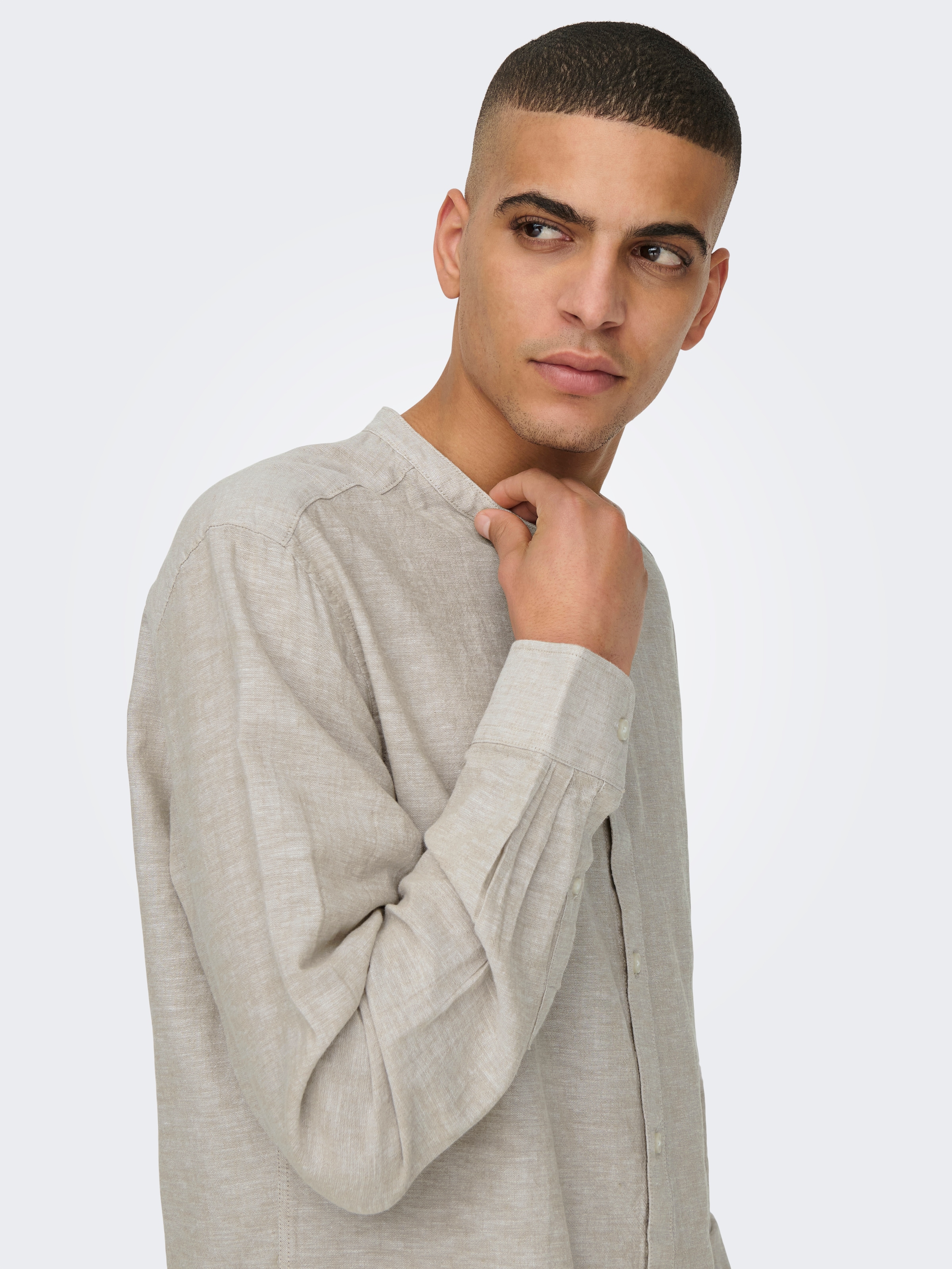 ONLY & SONS Langarmhemd »ONSCAIDEN LS SOLID LINEN MAO SHIRT NOOS«