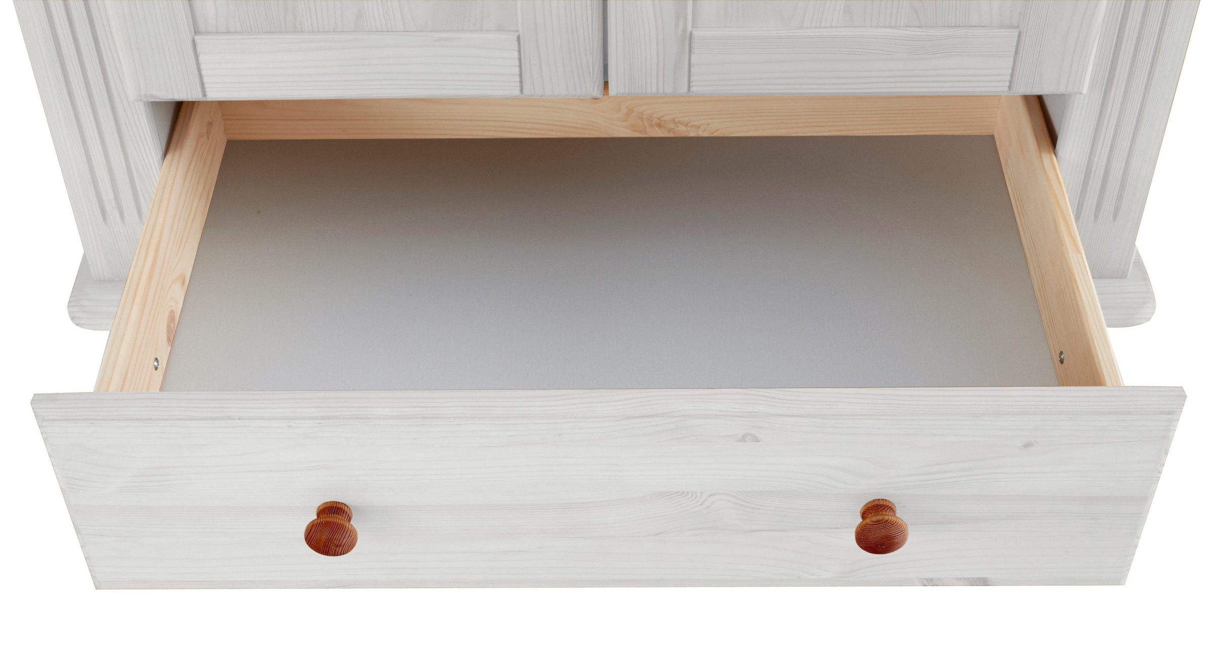 Home affaire Kleiderschrank »Adele«, (4 Breiten: 92/130/169/207 H/T ca. 191/54 cm), aus massiver Kiefer,Spiegel beim 4-und 5-trg.Schrank, Innenausstattung