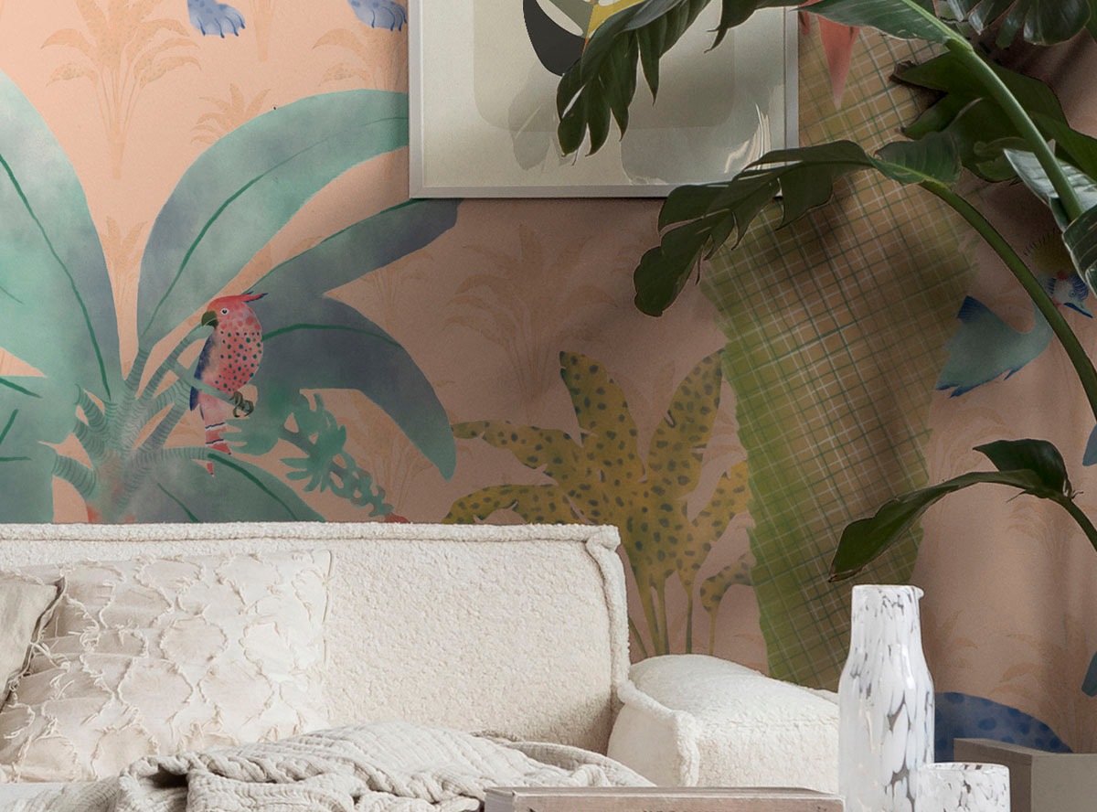 Komar Fototapete »Digitaldruck Vlies - Safari Pattern - Größe 300 x 250 cm«, bedruckt, Wohnzimmer, Schlafzimmer