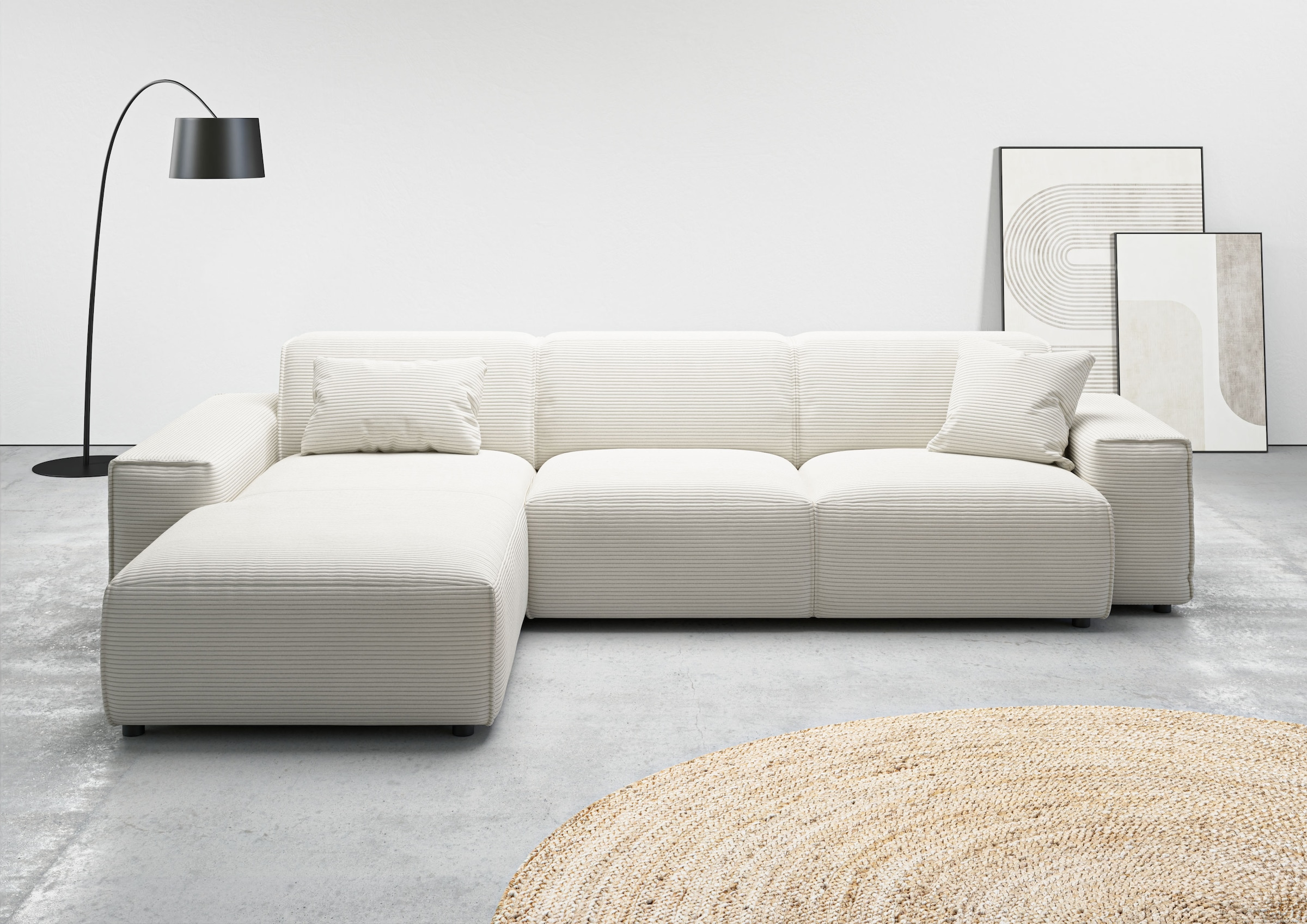 andas Ecksofa »Glimminge auch in Breitcord, Feincord, Bouclé + Easy care-Bezug« L-Form, Breite 294, Zierkissen