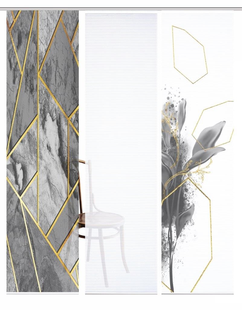 HOME in green Schiebegardine »SIGNUM« Paneelwagen 3 Stk. tlg. SET DIGITALDRUCK,BAMBUSOPTIK RECYCELT