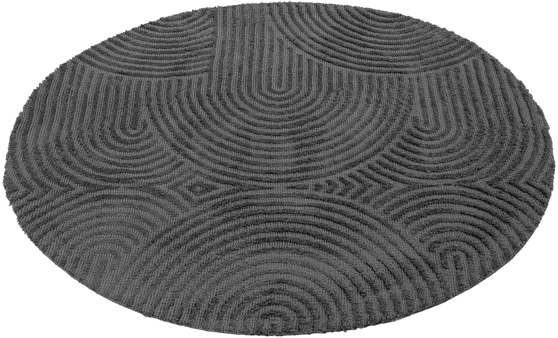 carpetfine Teppich »Holly Zen 1«, rund, 12 mm Höhe, Hoch-Tief-Effekt, geometrisch, Zeitloses Design, dekoratives Highlight