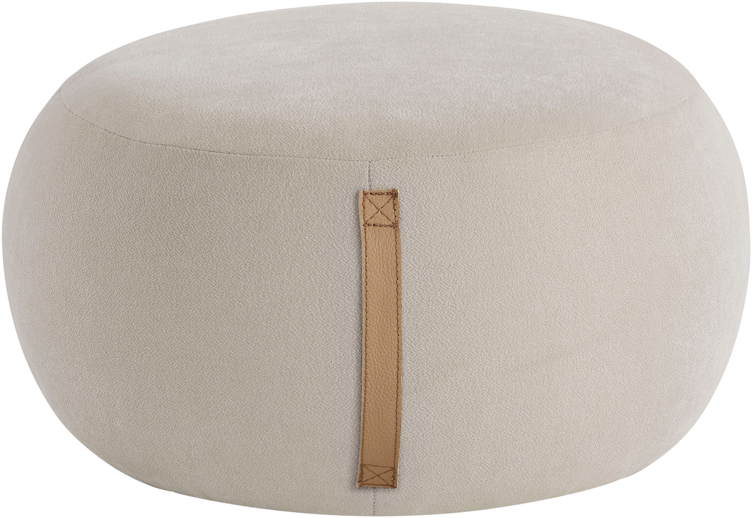 s.Oliver Hocker », moderner Designhocker mit Lederriemen, handgefertigt, softes Design« hochwertig, zum Wohlfühlen in Luxus-Microfaser/Struktur oder in Bouclé