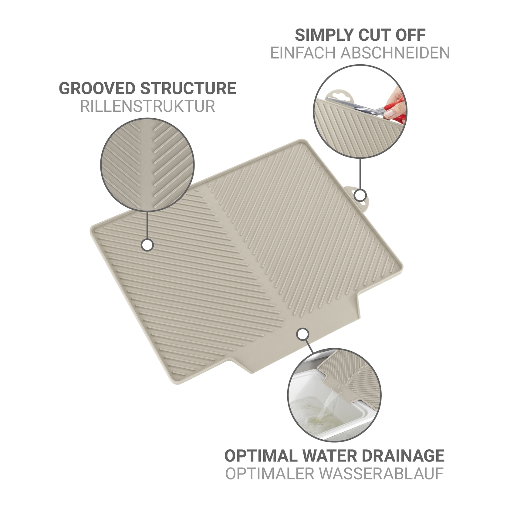 WENKO Abtropfmatte »Modell Nelia« Spülmatte für Geschirr, optimaler Wasserablauf, spülmaschinengeeignet