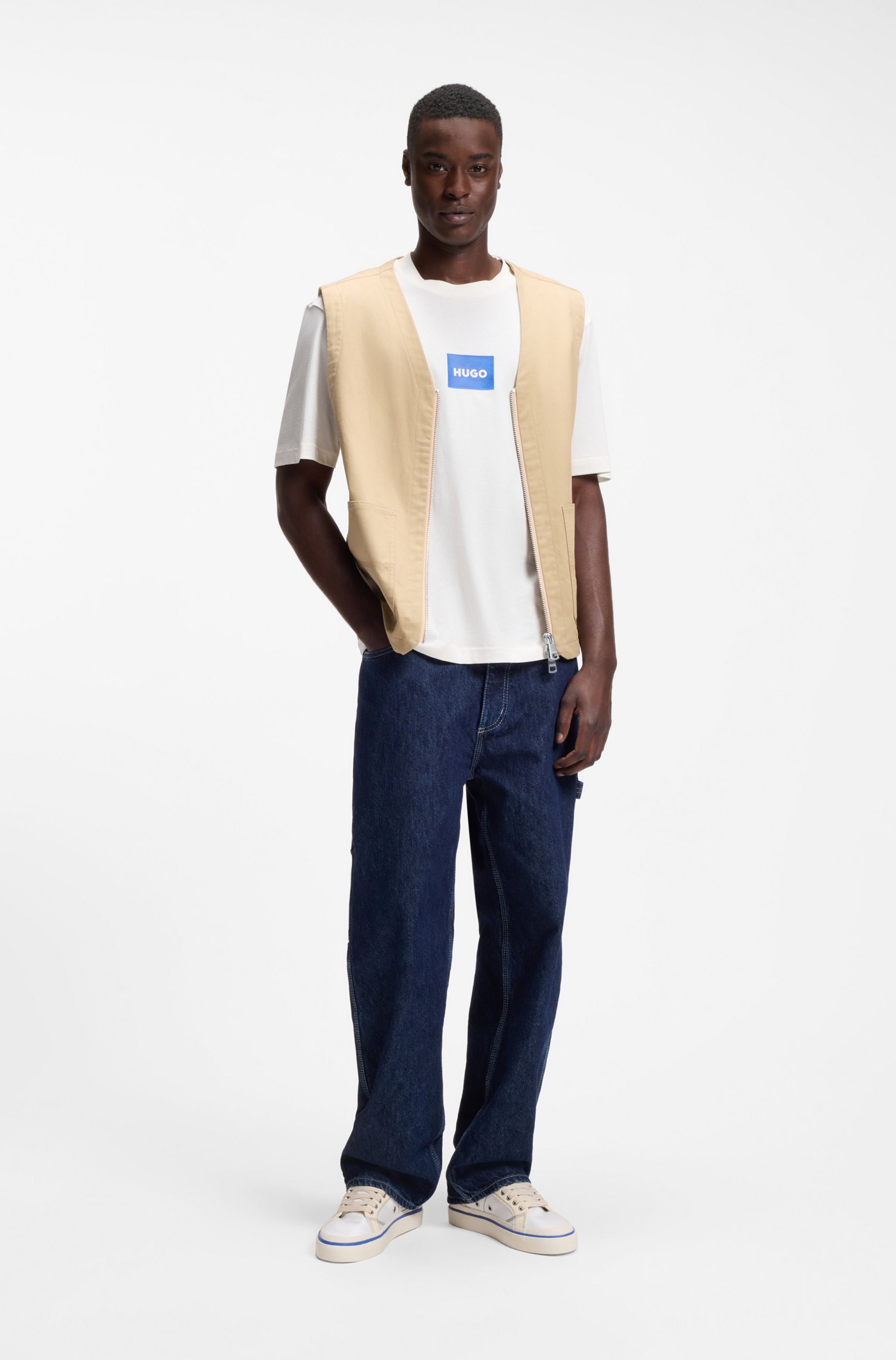 HUGO Blue T-Shirt Regular Fit, Kurzarm, Hugo-Print