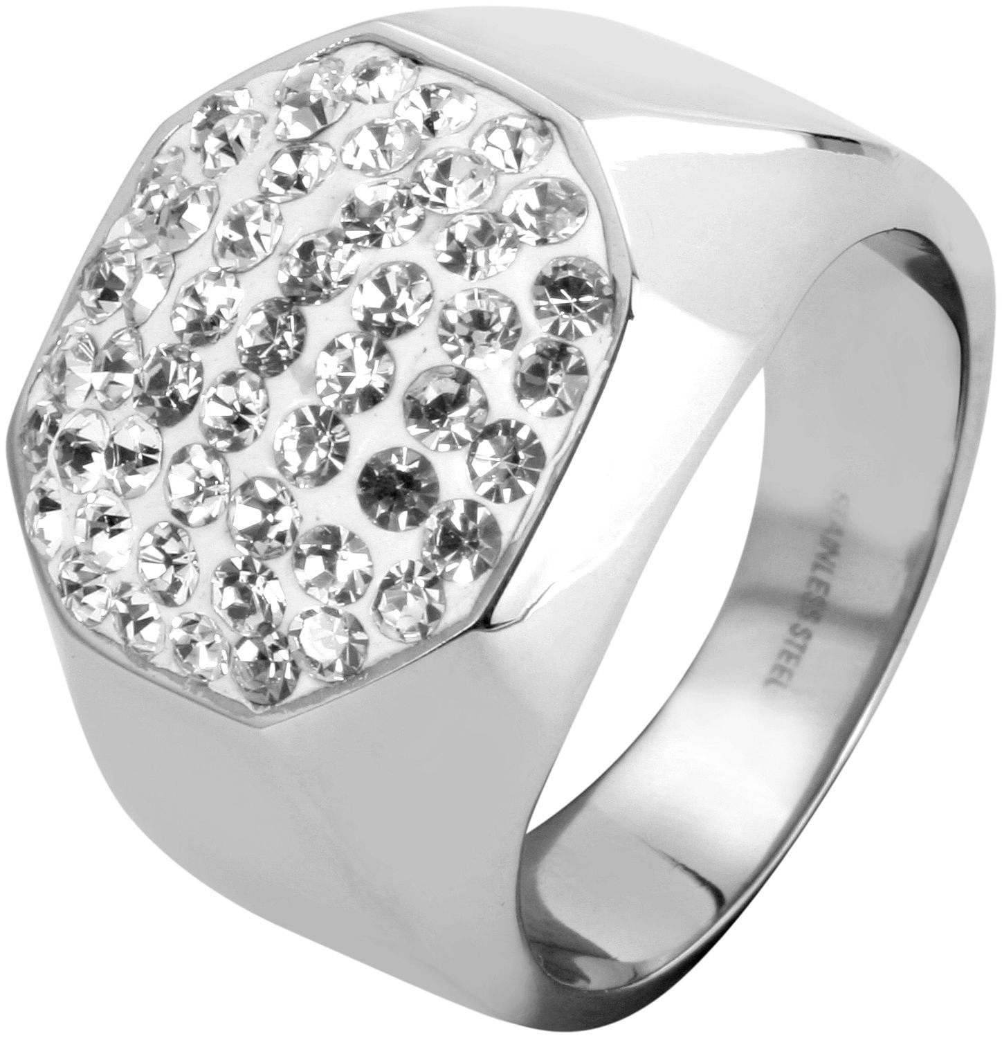 Adelia´s Fingerring »Damen Ring aus Edelstahl mit Strass Steinchen«
