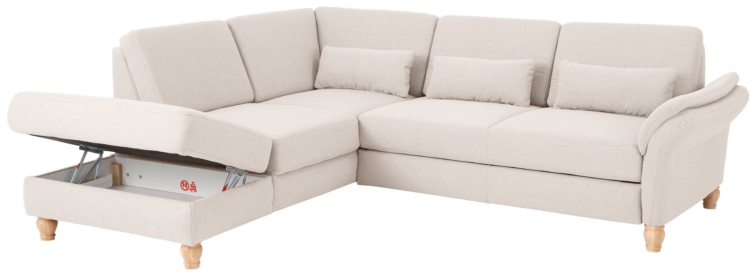 Home affaire Ecksofa »Palace L-Form«, incl. Sitztiefenverstellung, wahlweise mit Bettfunktion und Stauraum