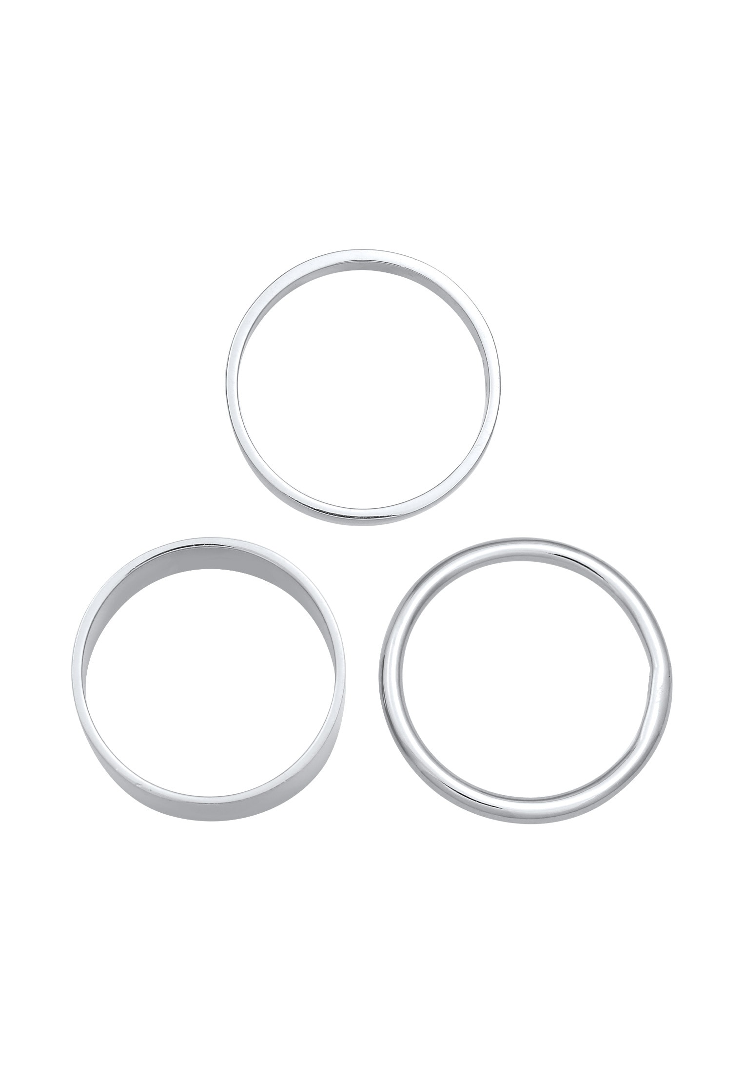 Elli Ring-Set »Ring Bandring Breit Schmal Rund 3er Set 925 Silber«