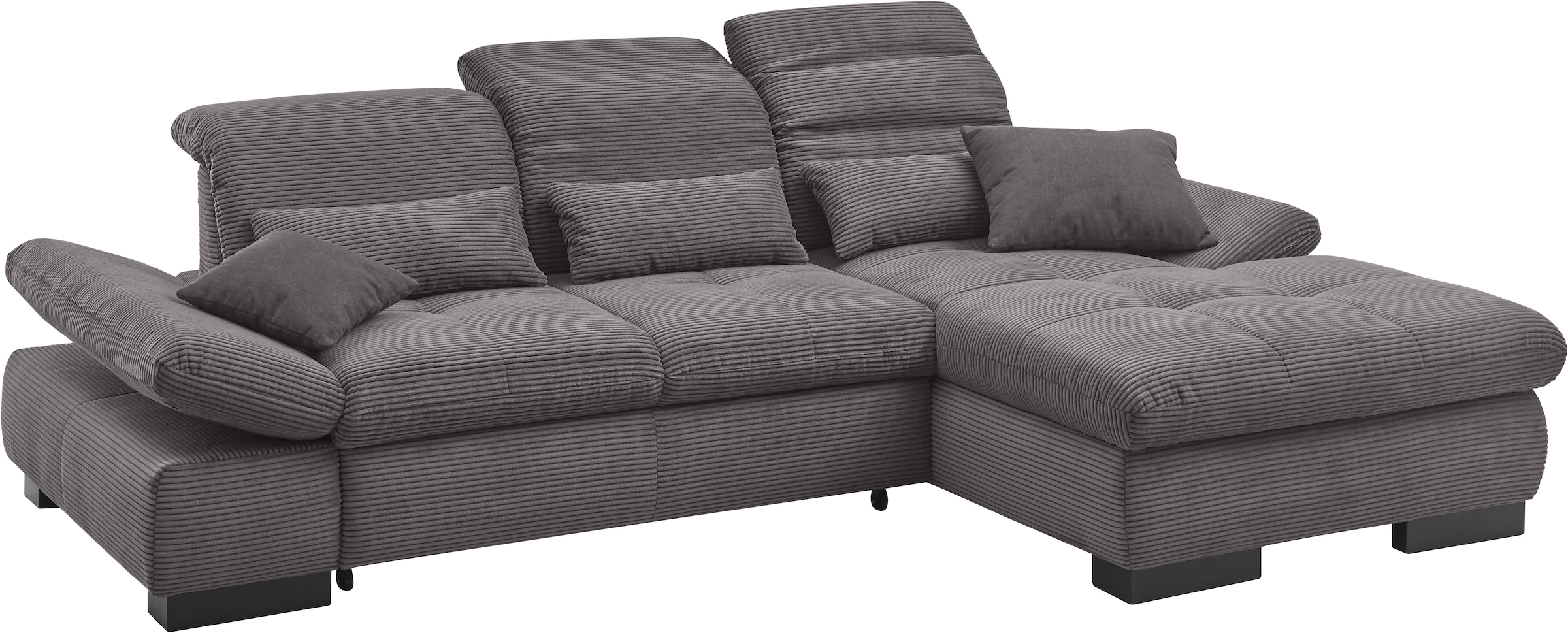 set one by Musterring Ecksofa »SO4100 V«, mit verstellbaren Kopfteilen, wahlweise mit Funktionen, Cord-Bezug