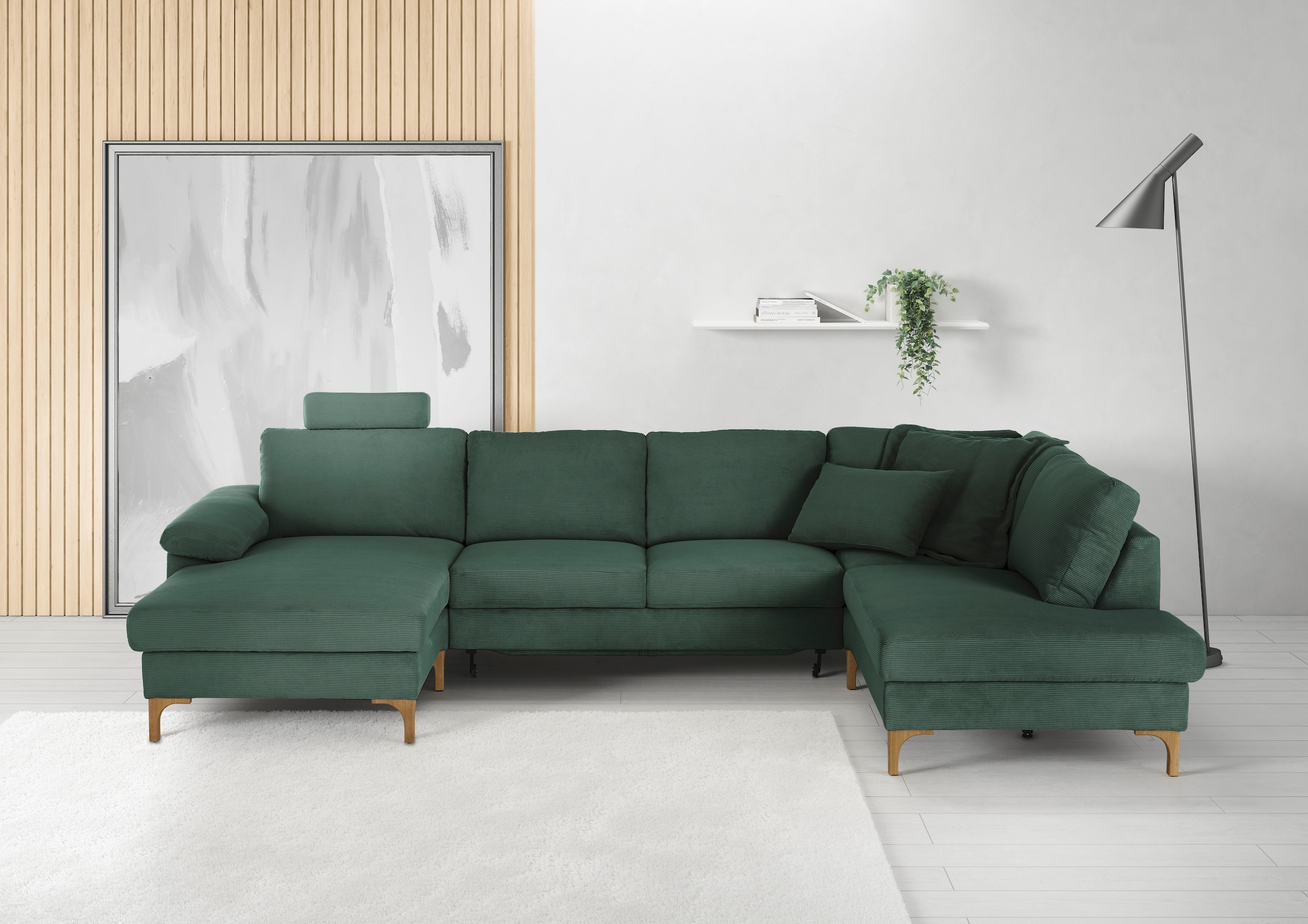 3C Candy Wohnlandschaft »Lecce, wahlweise PUR-Schaumstoff oder Tonnentaschenfederkern U-Form« Bettkasten in Umbauecke und Longchair, sowie Querschläfer im 2-Sitzer