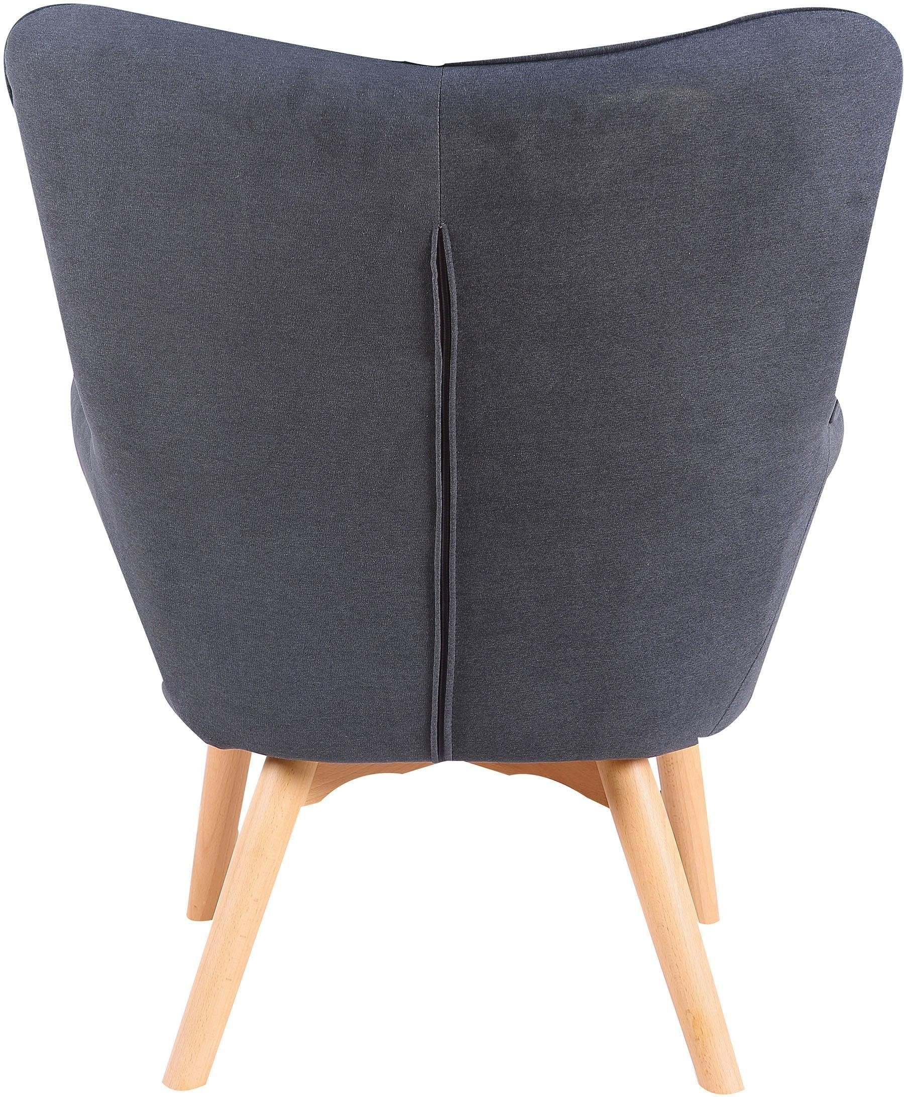 Homexperts Sessel »Aron«, (1 St.), Sessel mit Knopfsteppung, wahlweise mit Hocker