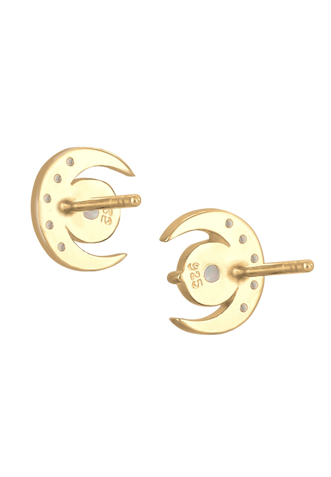 Elli Paar Ohrstecker »Ohrringe Ohrstecker Halbmond Zirkonia Synthetischer Opal 925 Sterling Silber vergoldet«