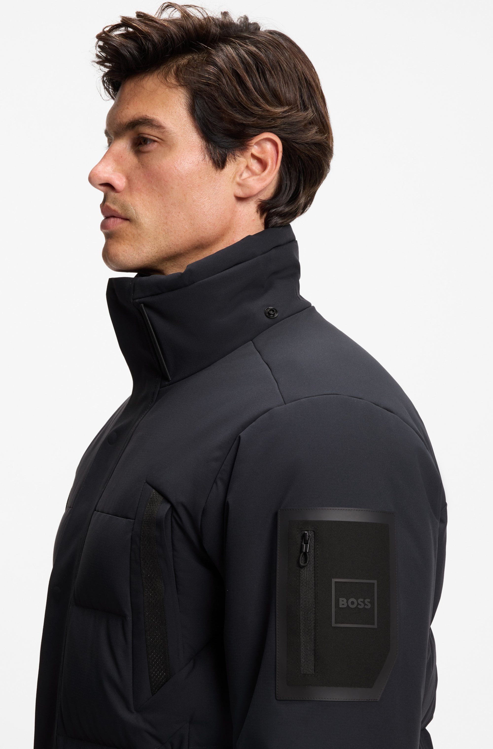 BOSS GREEN Daunenjacke »OW Block-X Parka« mit Kapuze Stehkragen, Regular, abnehmbare Kapuze atmungsaktiv funktional Parka