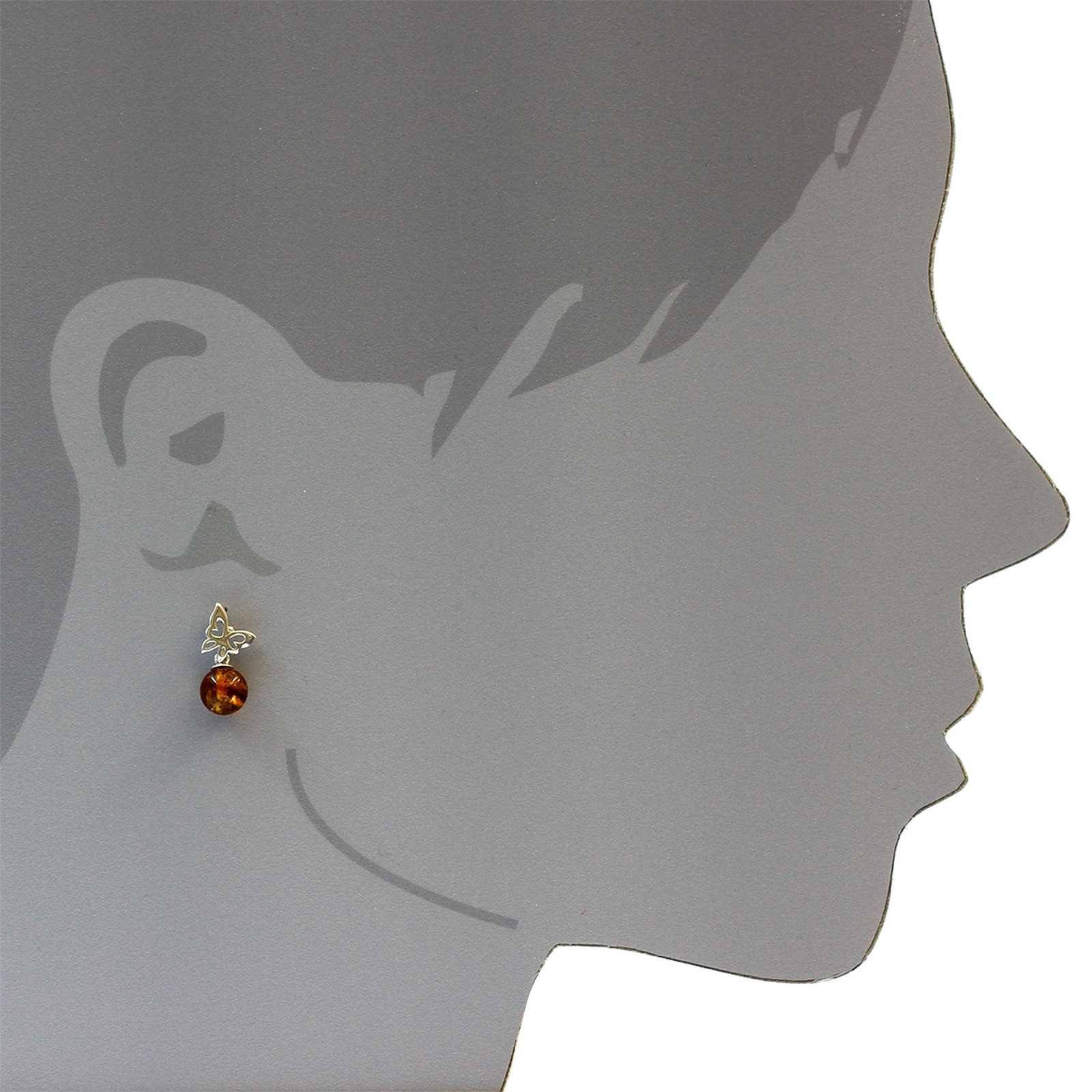 OSTSEE-SCHMUCK Paar Ohrstecker »- Schmetterling - Silber 925/000 - Bernstein«