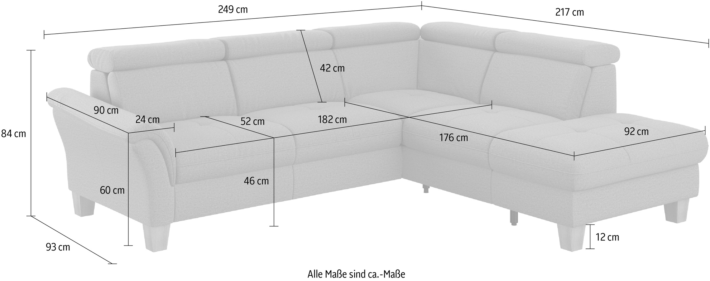 Home affaire Ecksofa »Lindgren L-Form«, wahlweise mit TV-Funktion, Stauraum und Kopfteilverstellung