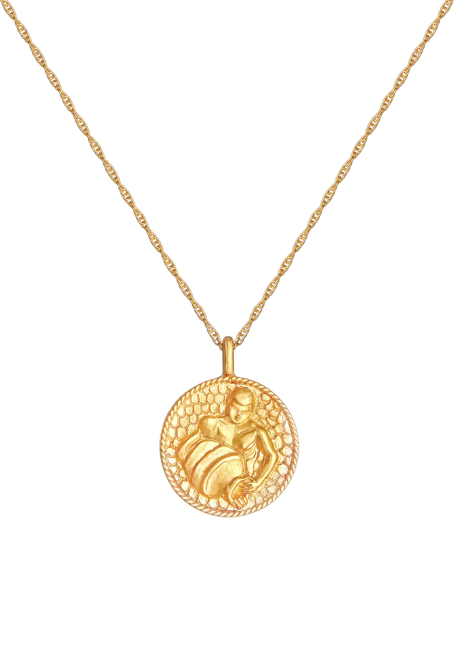 Elli Kette mit Anhänger »Halskette Sternzeichen Wassermann Astro Münze 925 Silber«