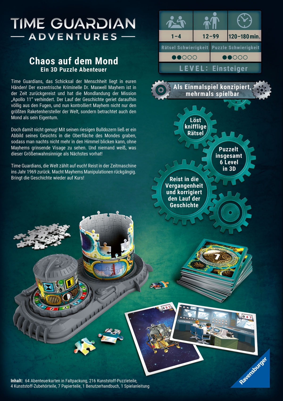 Ravensburger 3D-Puzzle »Time Guardians, Chaos auf dem Mond«, Made in Europe