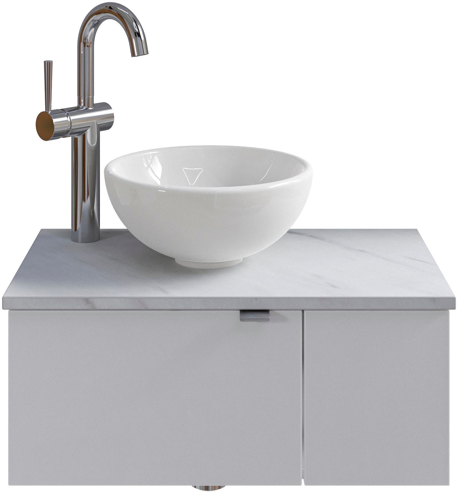 Saphir Waschtisch »Serie 6915 Waschschale mit Unterschrank für Gästebad, Gäste WC«, 61 cm breit, 2 Türen, offenes Fach, kleine Bäder, ohne Armatur
