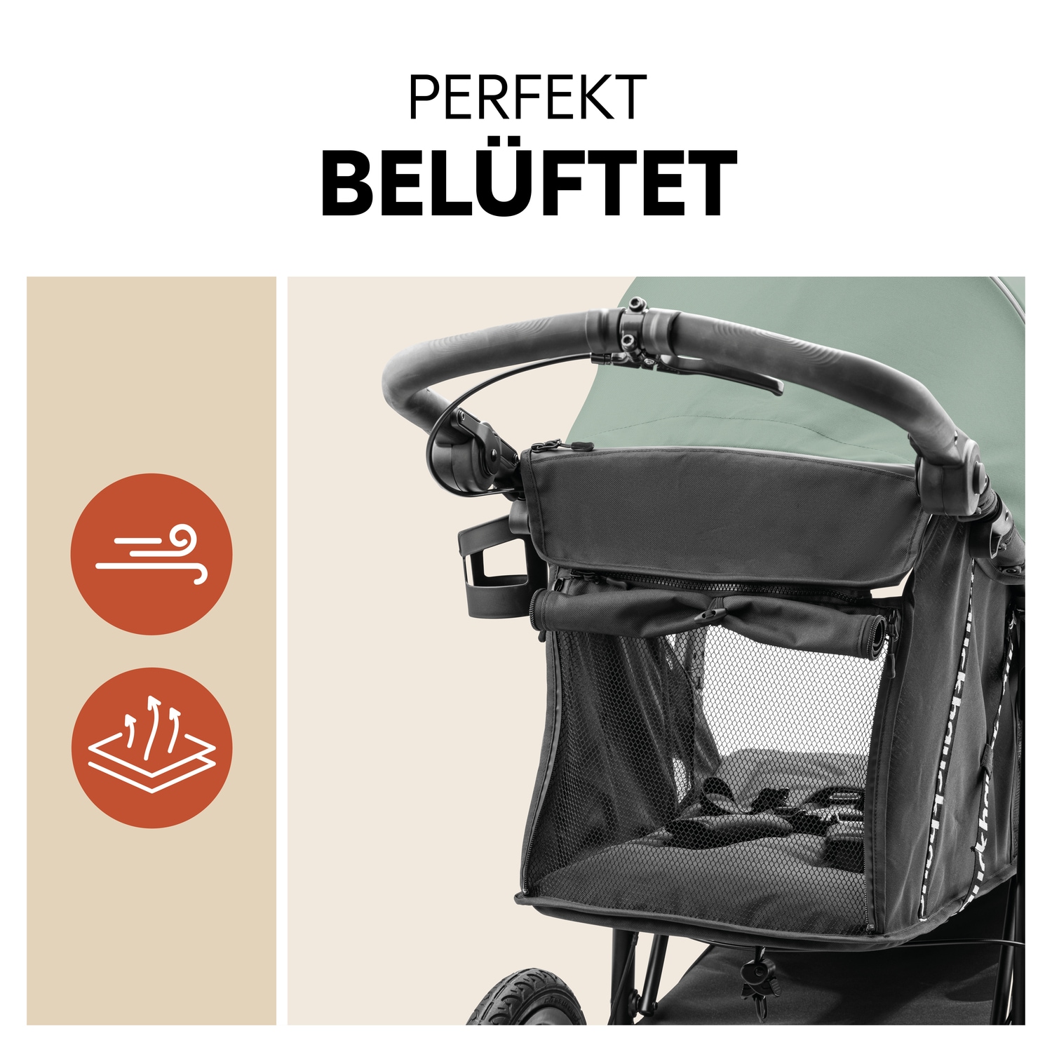 Hauck Dreirad-Kinderwagen »Runner 3, Jungle Green«, 22 kg, mit XXL-Lufträdern u. Handbremse; bis 22 kg belastbar